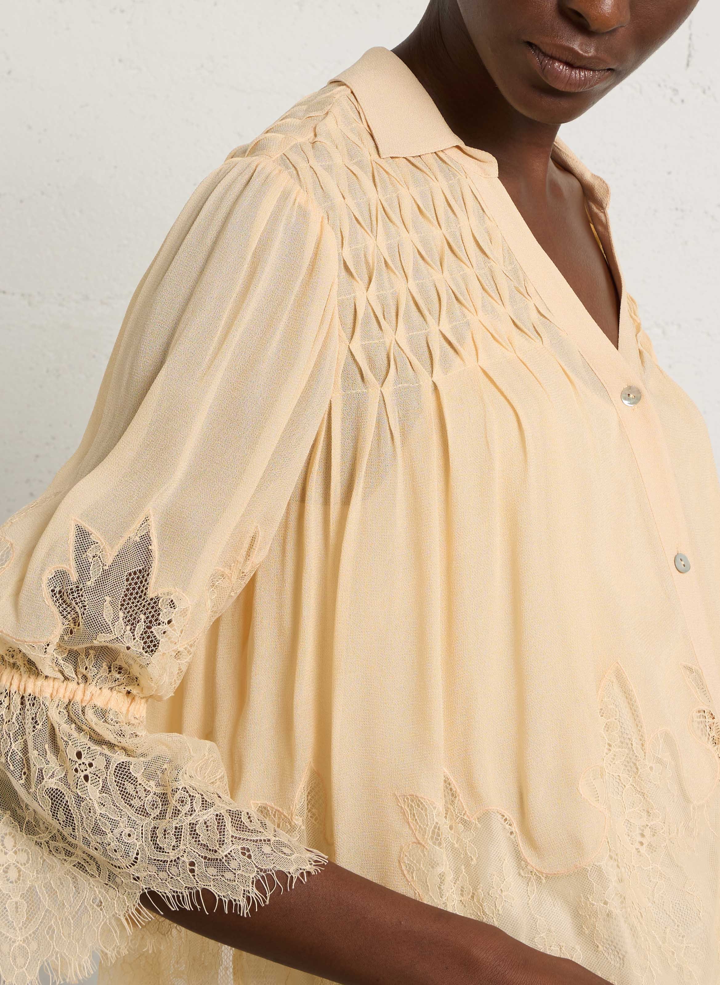 Blouse col v à revers BERENICE Orange