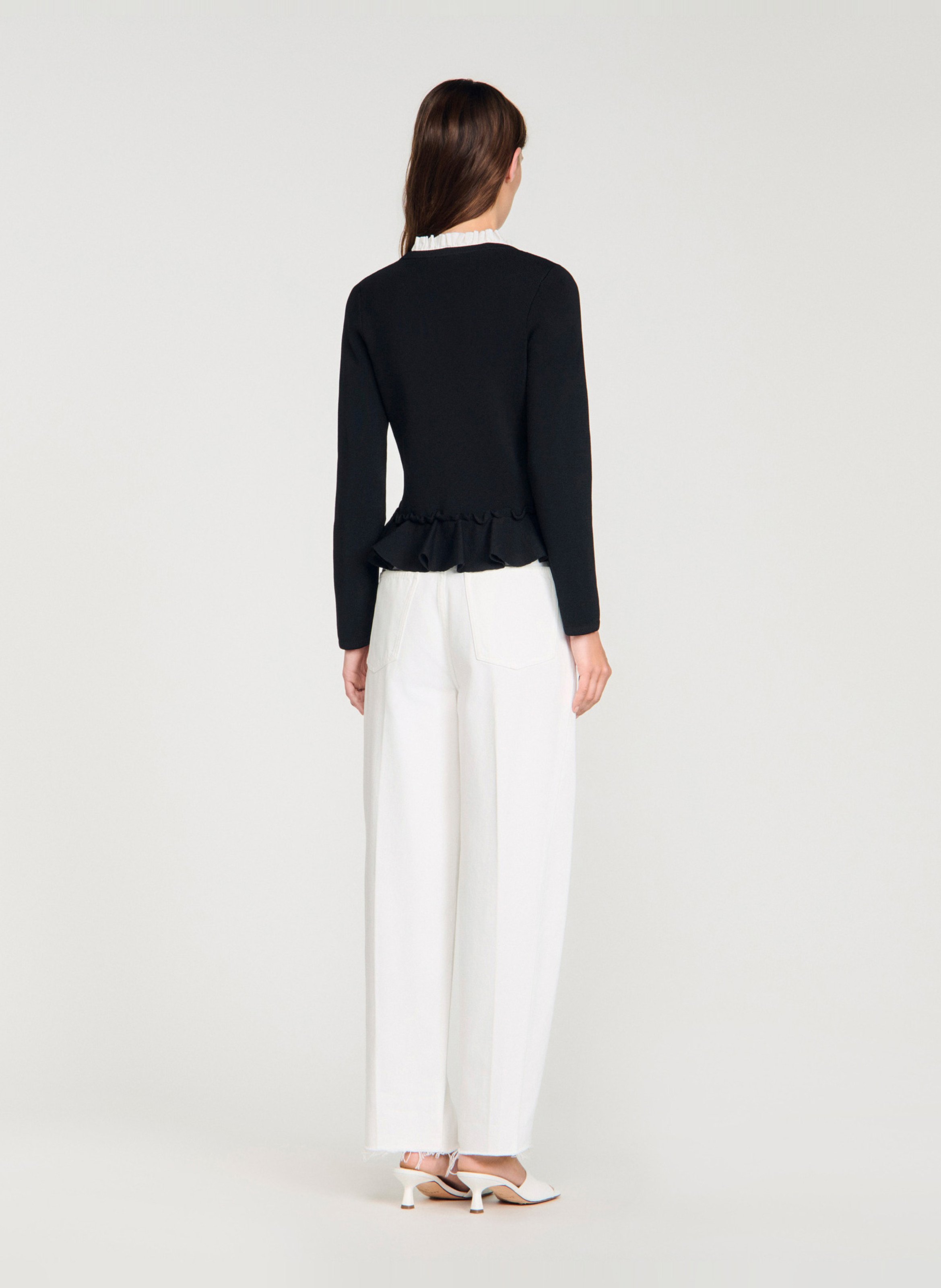 Fitted cardigan with Victorian collar SANDRO Black