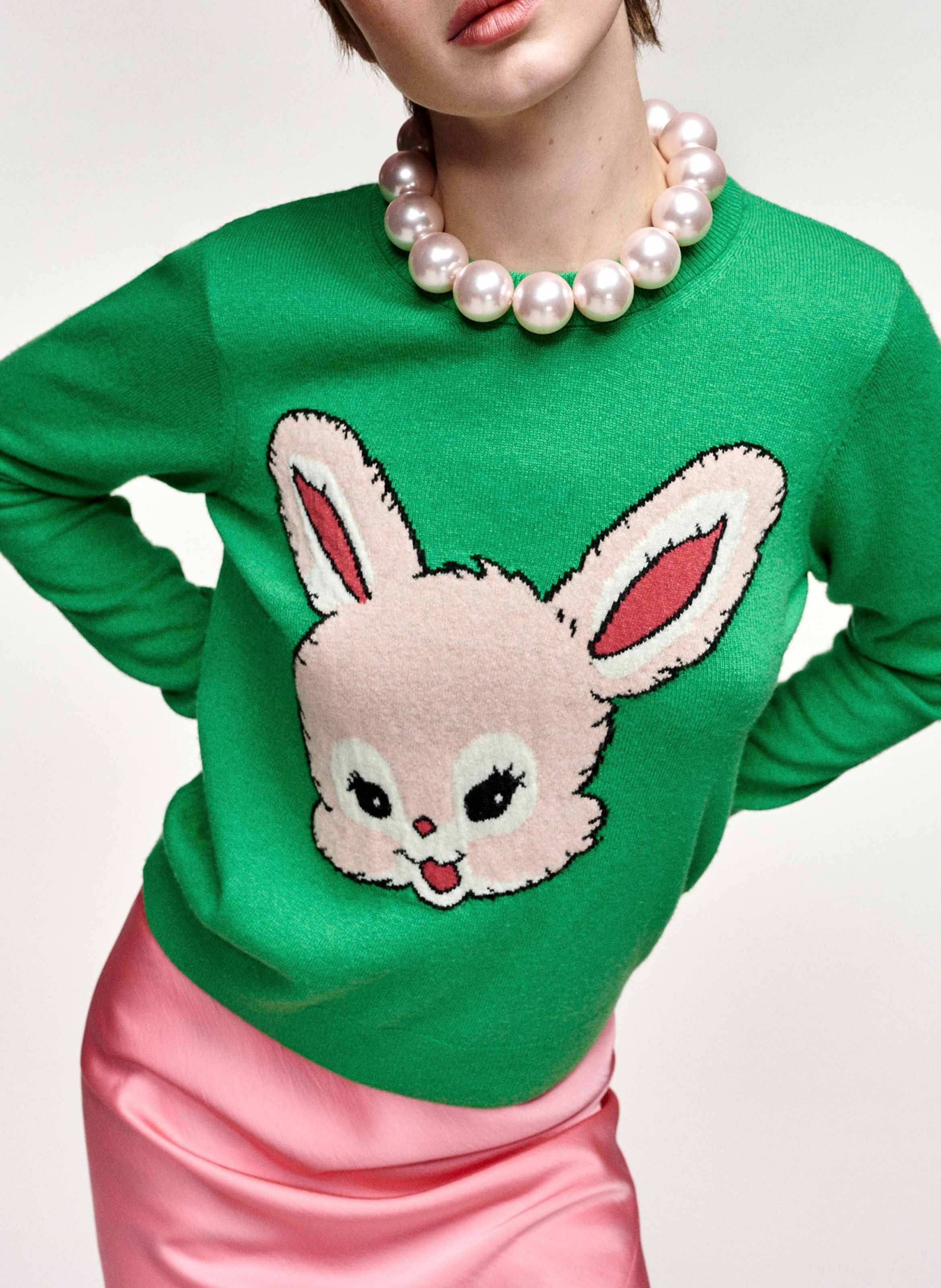 Gerader Rundhalsausschnitt-Pullover mit Muster ESSENTIEL ANTWERP Rosa