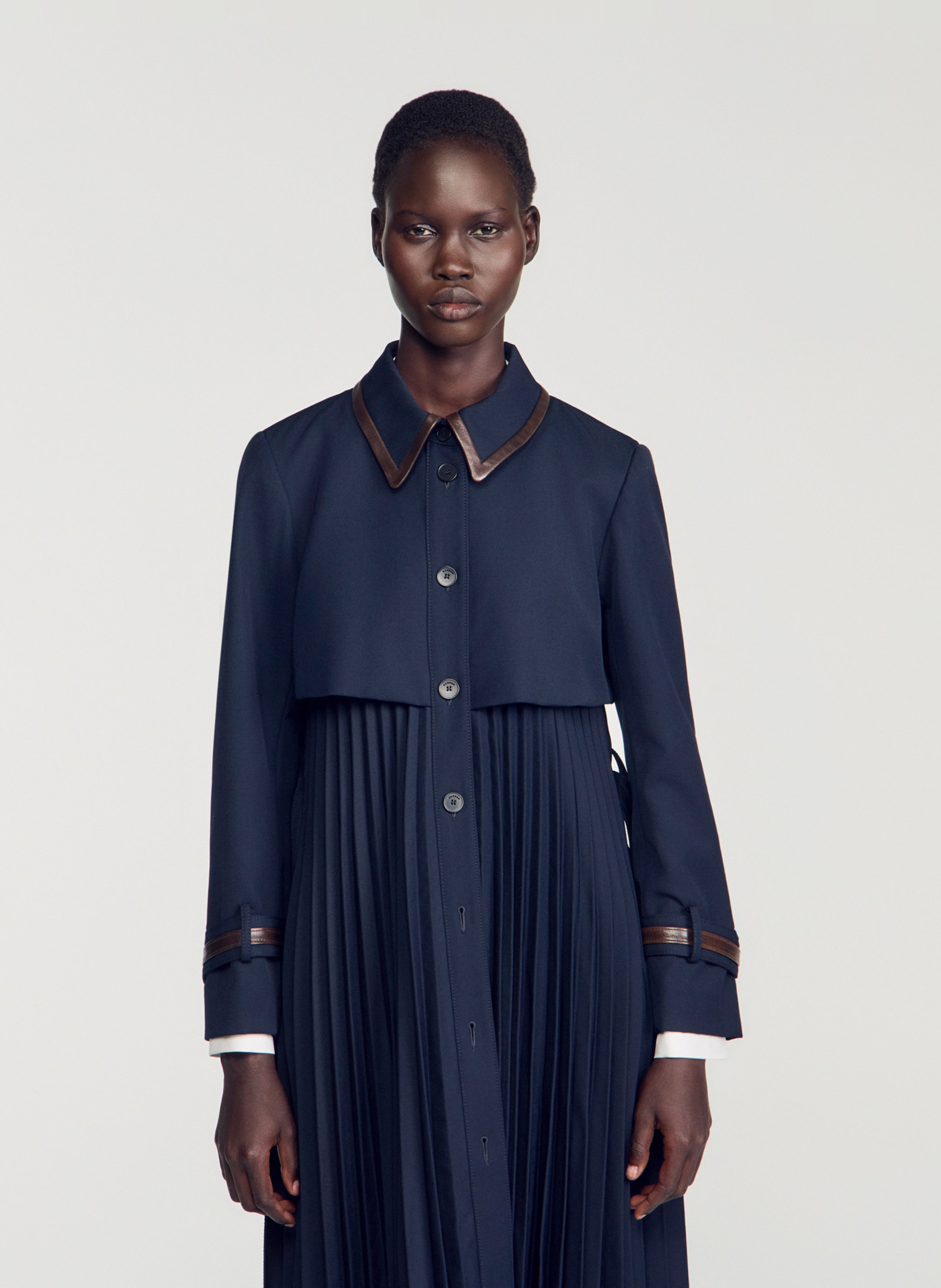 Fitted trench coat with classic collar SANDRO Blue