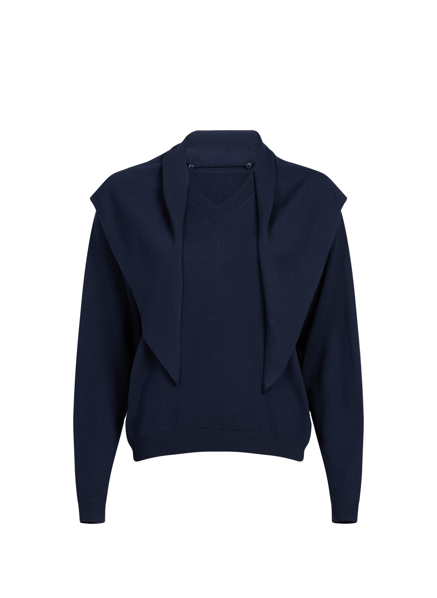 V-neck sweater with removable wool scarf SAISON 1865 Blue