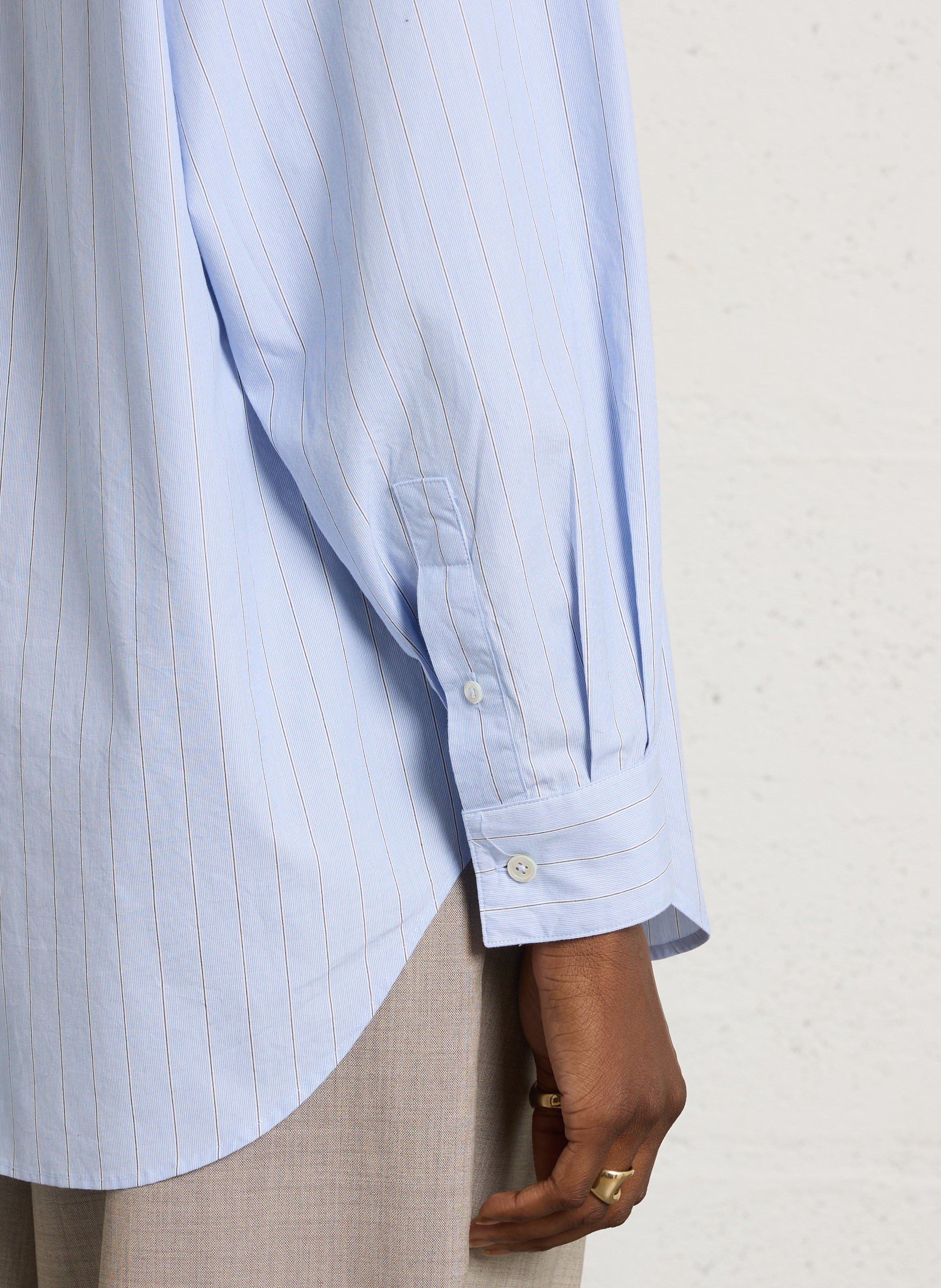 Chemise rayée en popeline de coton BELLEROSE Bleu