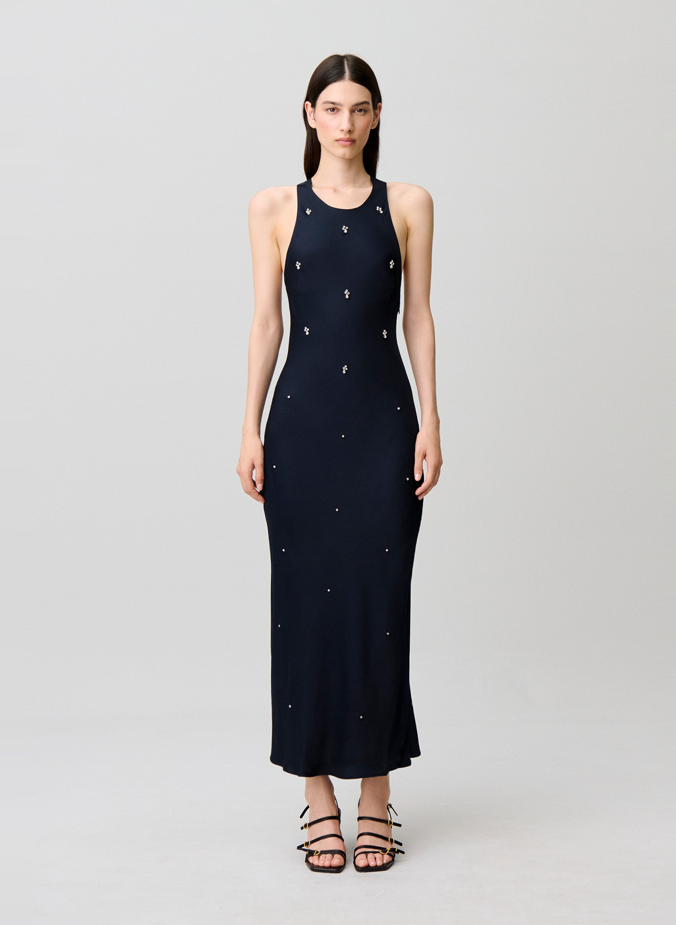 Robe longue droite à strass CLAUDIE PIERLOT Bleu