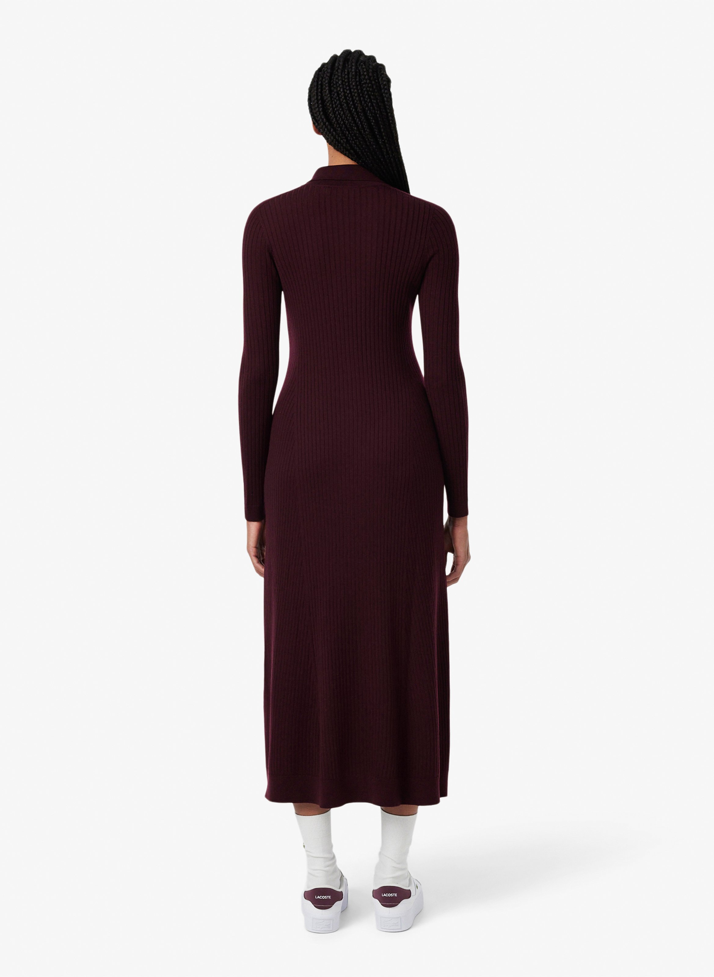 Eng anliegendes Wollkleid mit Polokragen LACOSTE Rot