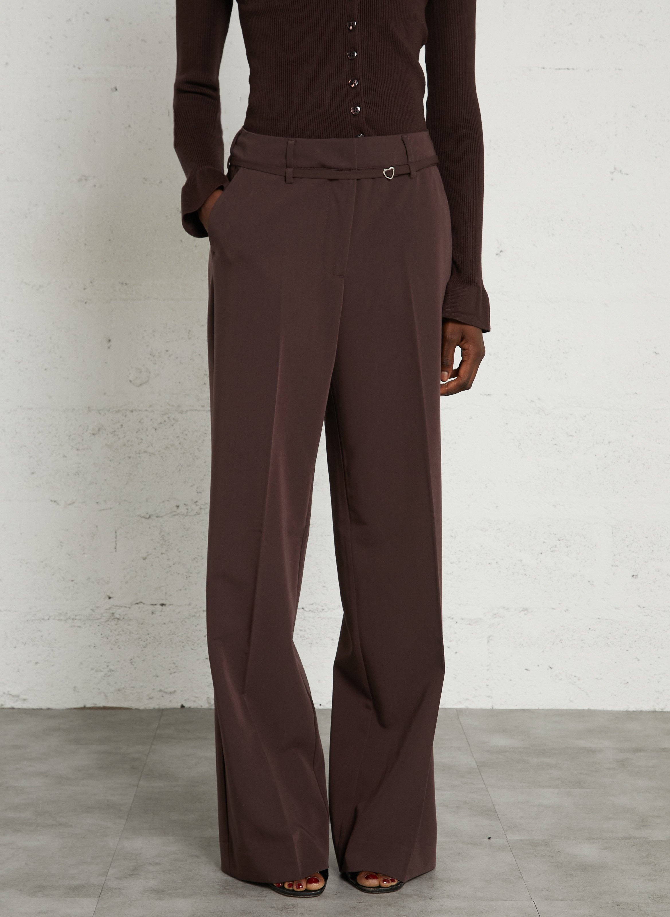 Pantalon large ceinturé FABIENNE CHAPOT Marron