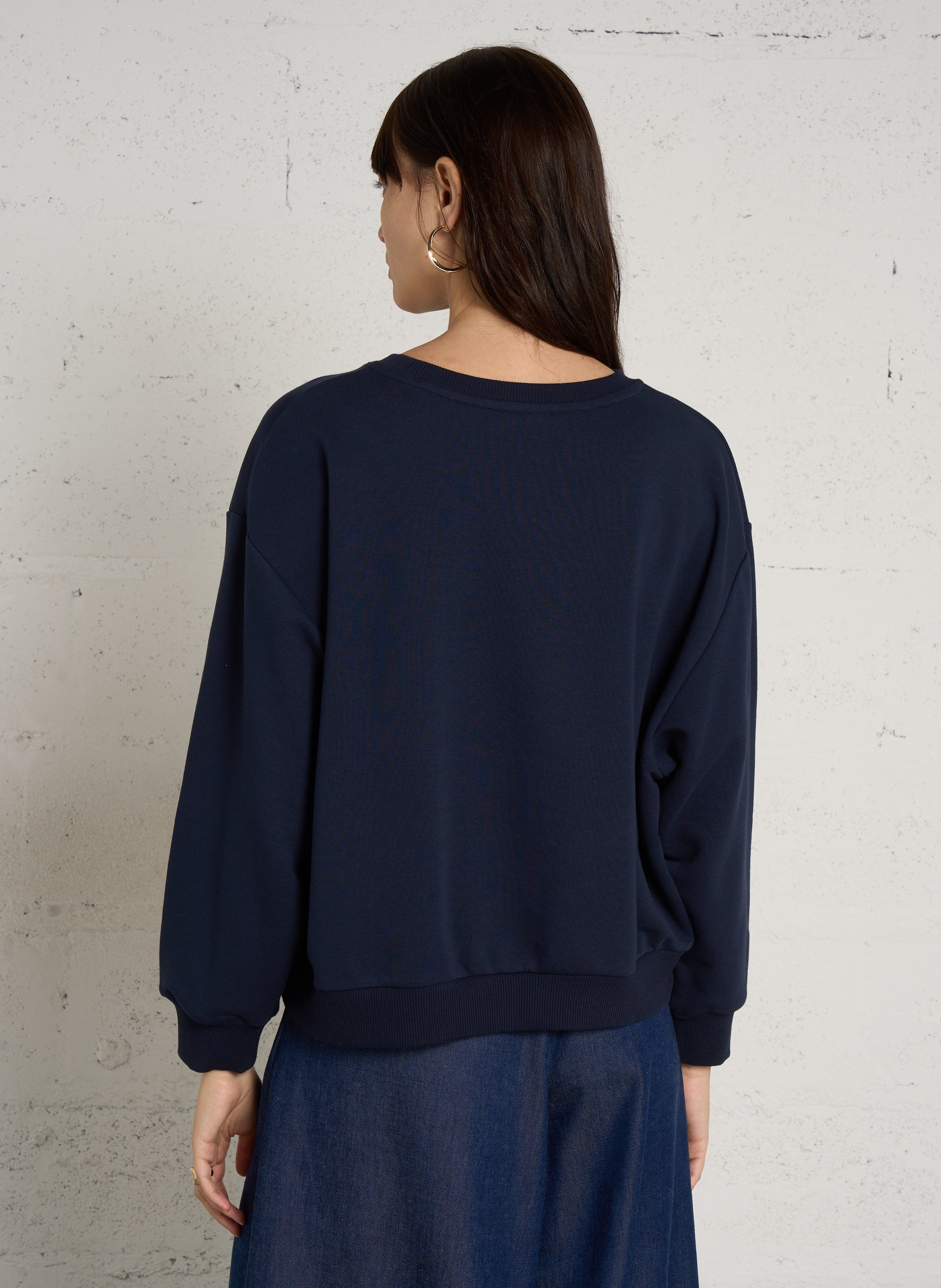 Ruimvallende sweater | katoenblend MAISON 123 Blauw