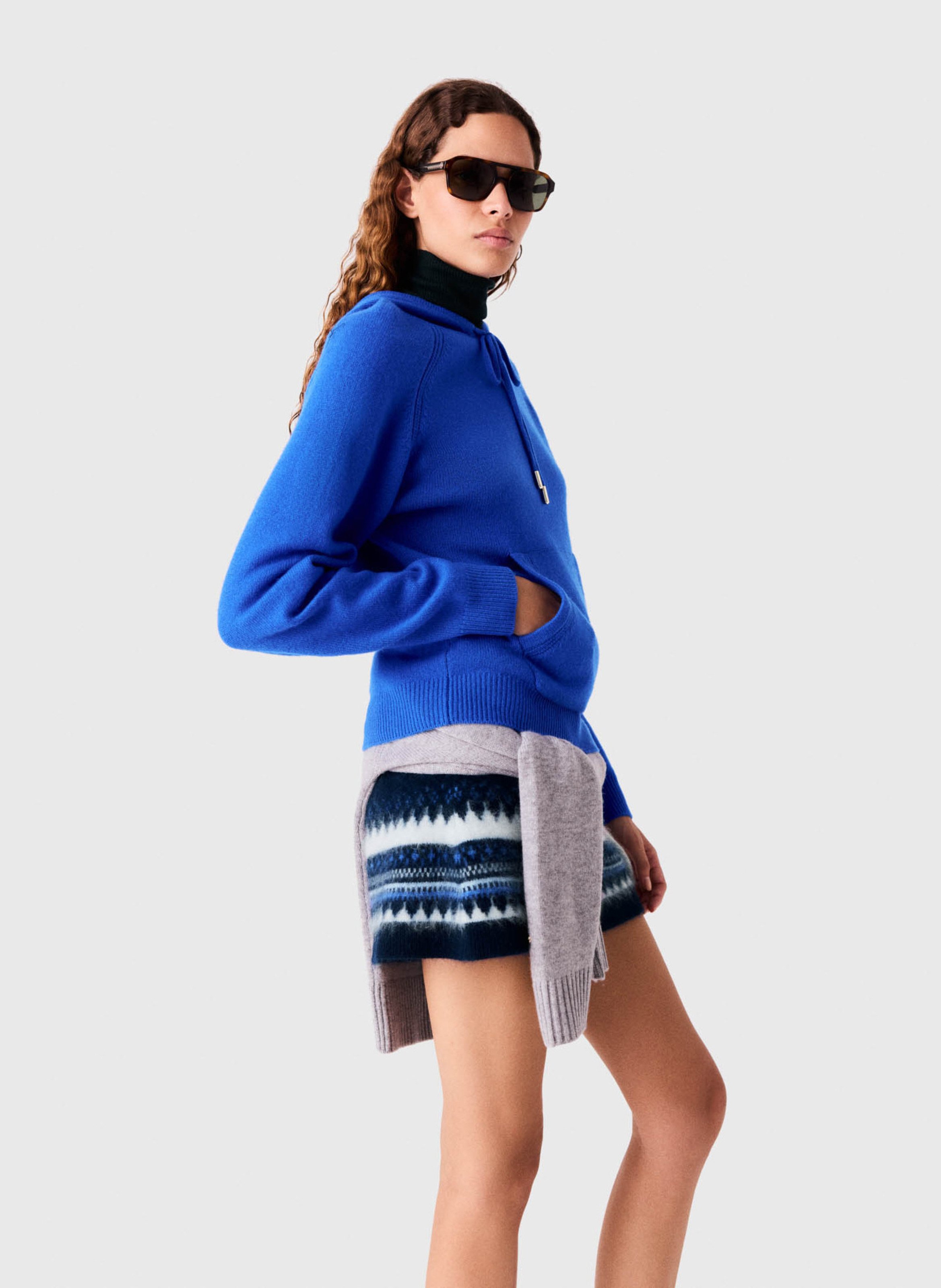 Hooded wool-blend sweater MAJE Blue