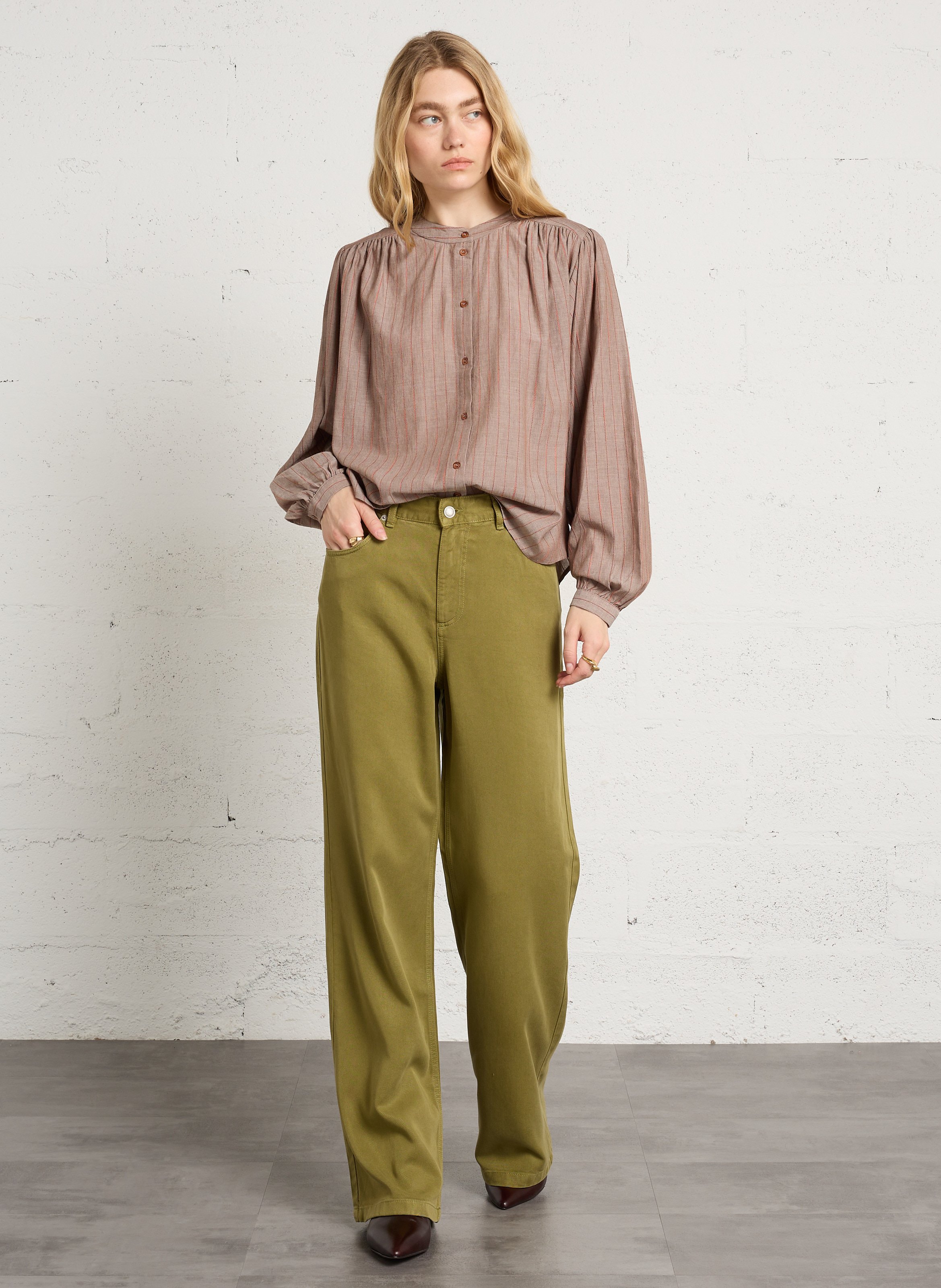 Pantalon large en toile IKKS Vert