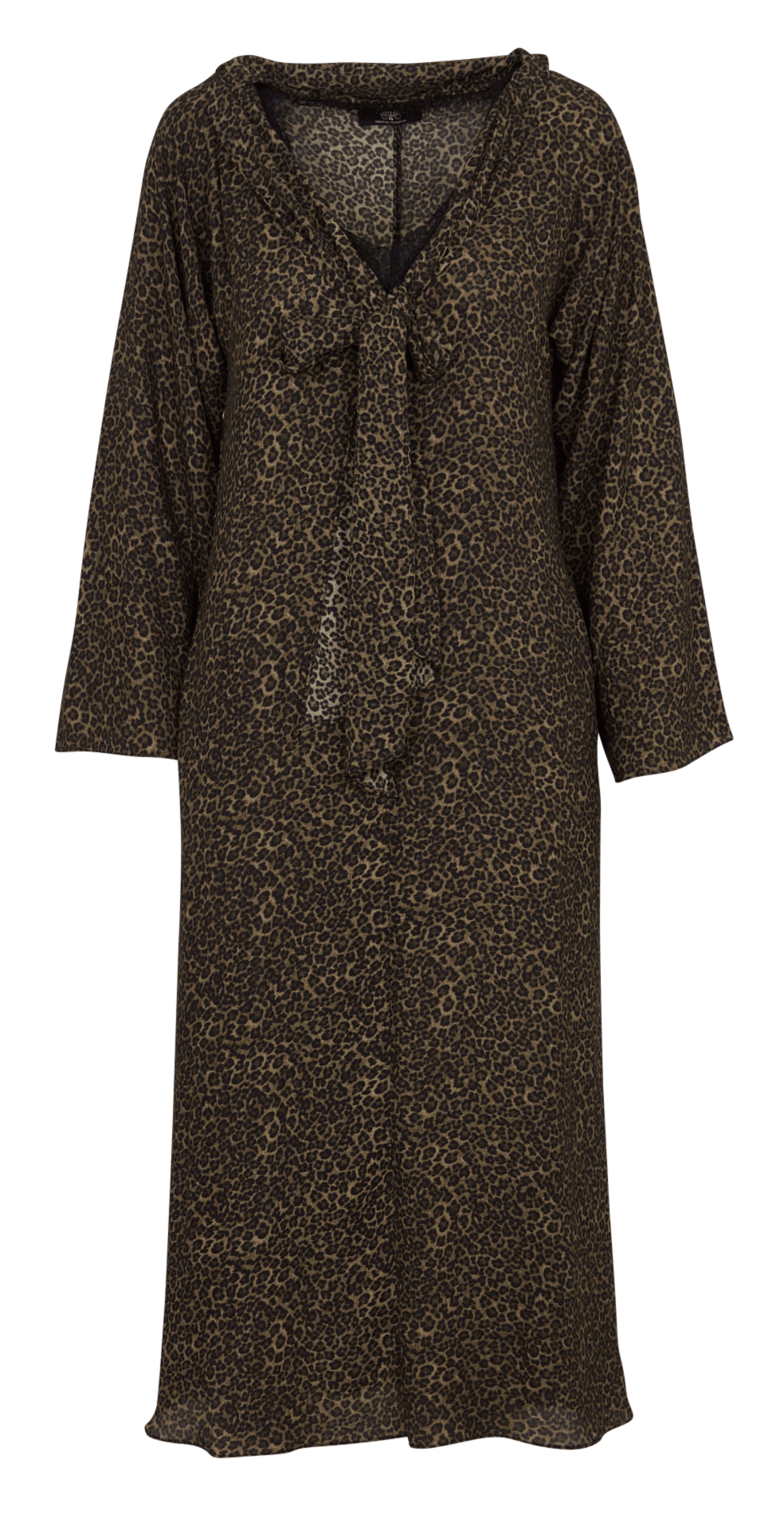 Lange jurk met strikkraag en print LE TEMPS DES CERISES Groen