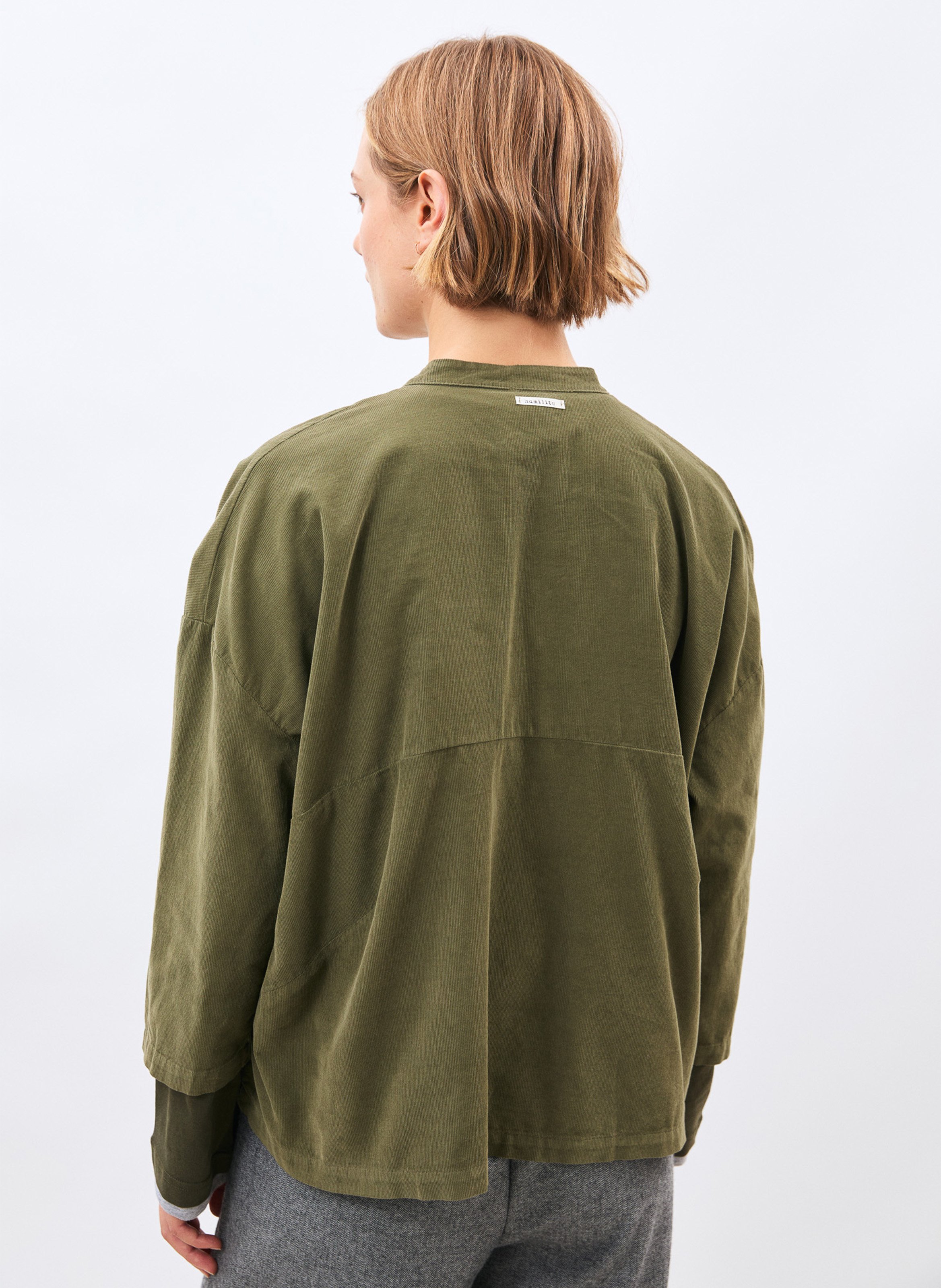 Chemise col tunisien en coton HUMILITY Vert
