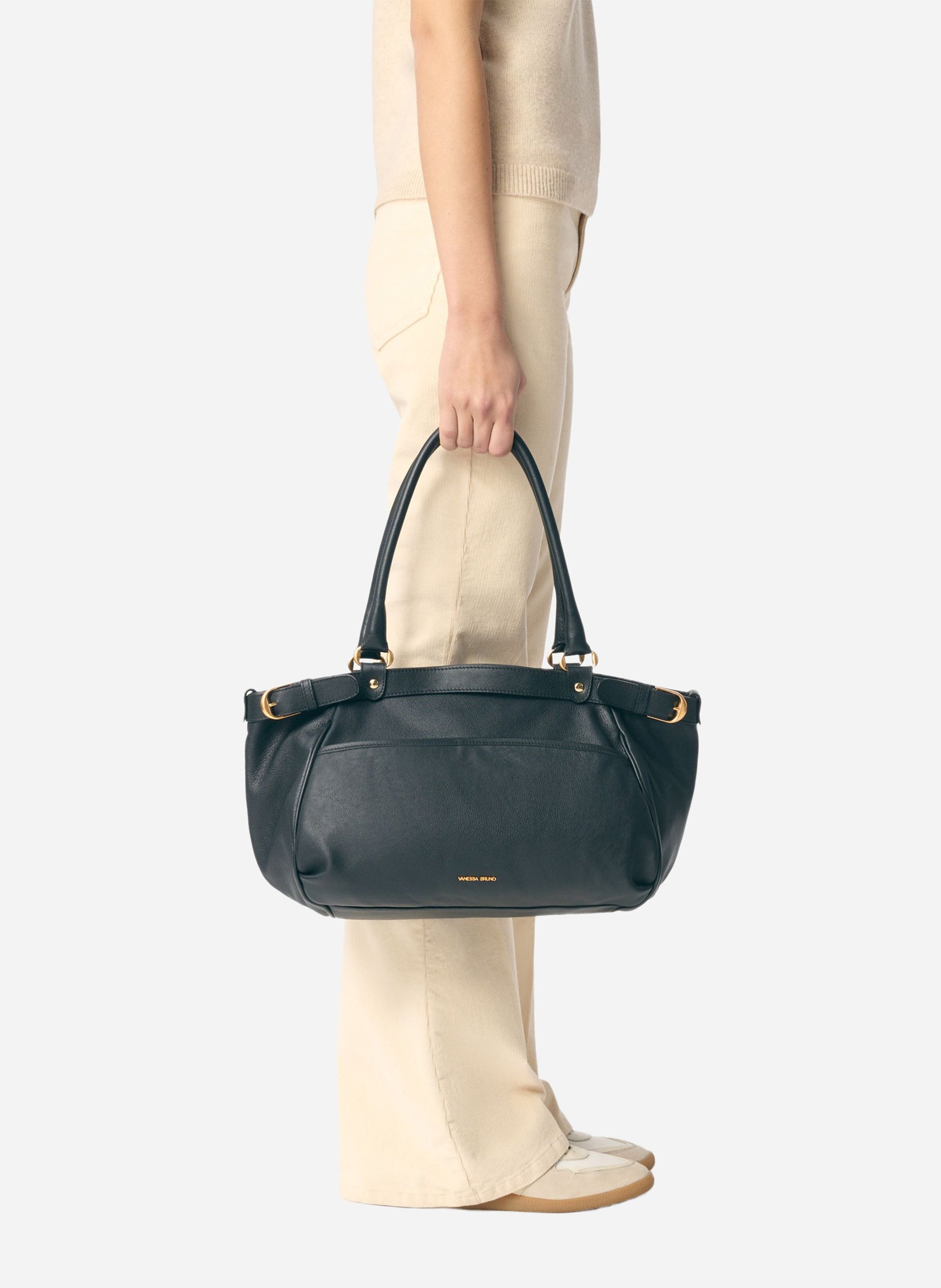 Handtasche aus Leder VANESSA BRUNO Schwarz