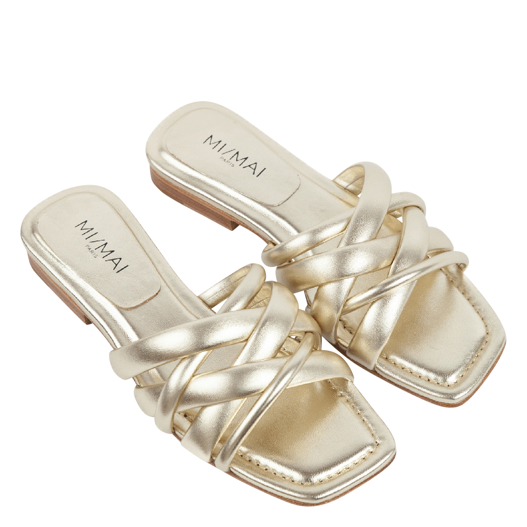 Mules plates en cuir MI/MAI Doré