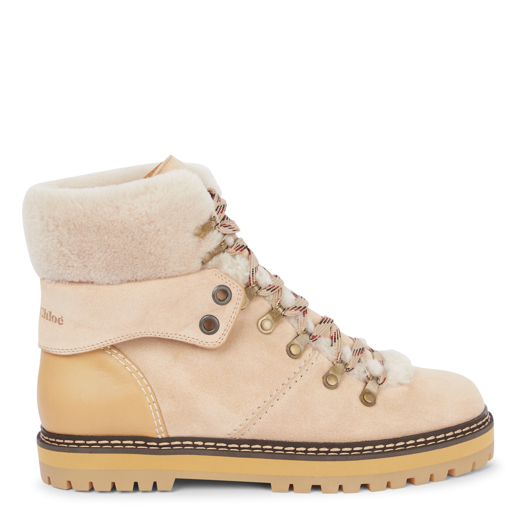 Fur-lined leather mid-calf boots SEE BY CHLOE Beige