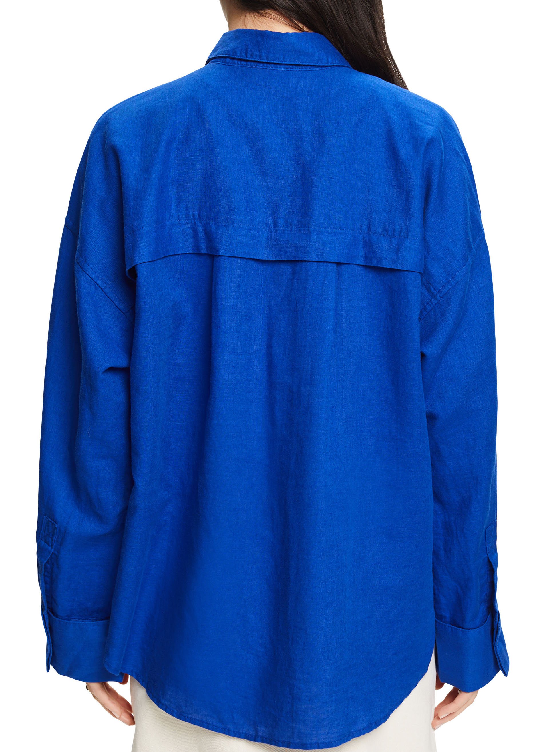 Chemise col classique en lin mélangé coton ESPRIT Bleu