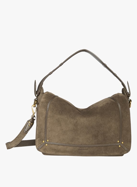 Khaki Suede messenger bag