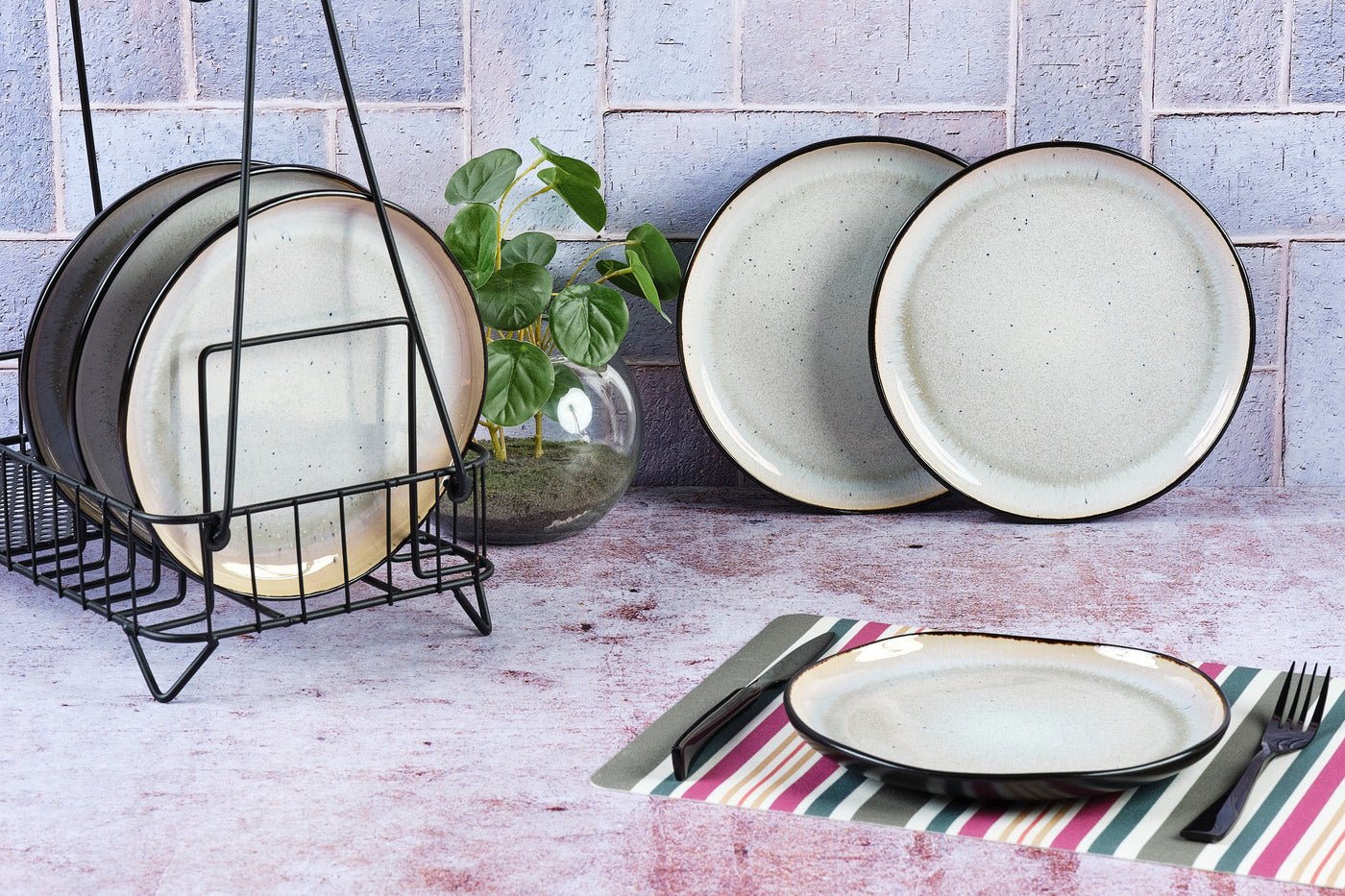 Iris ivory white ø21.5cm plate - 6 pieces BJORN White