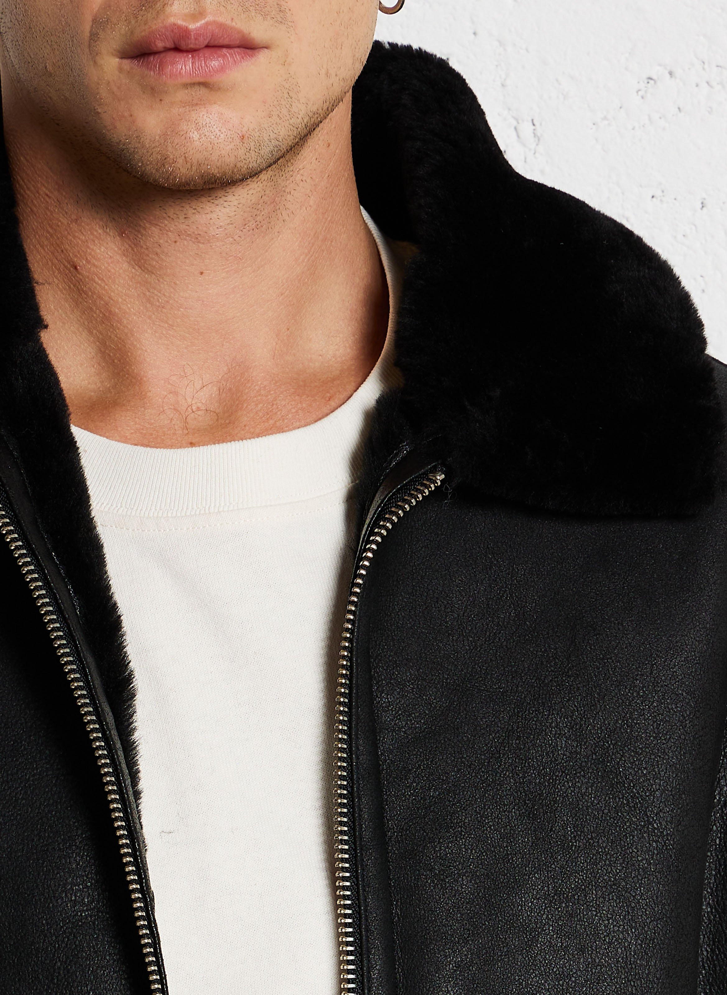 Bombardier en cuir SCHOTT Noir