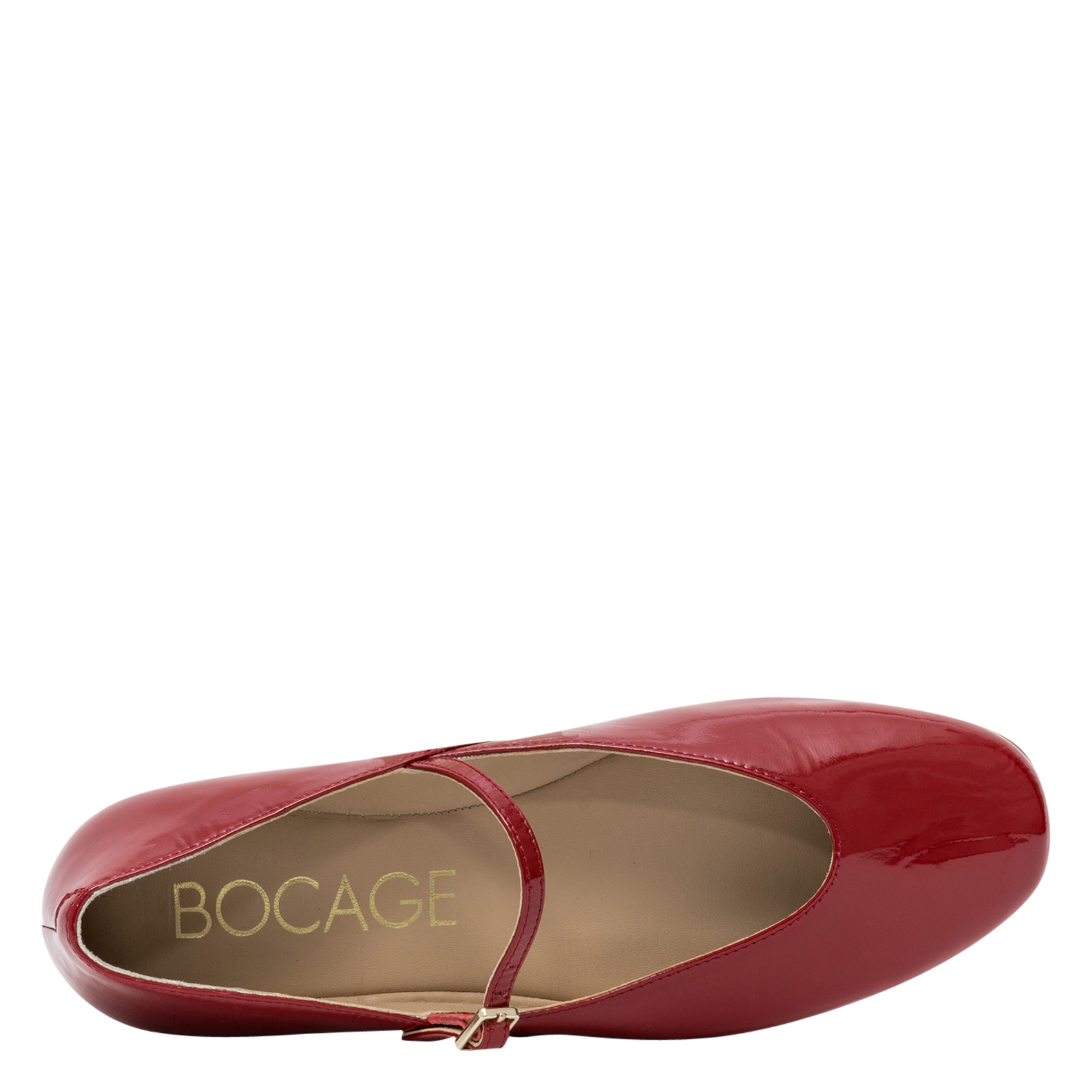 Ballet flats with patent leather strap Red