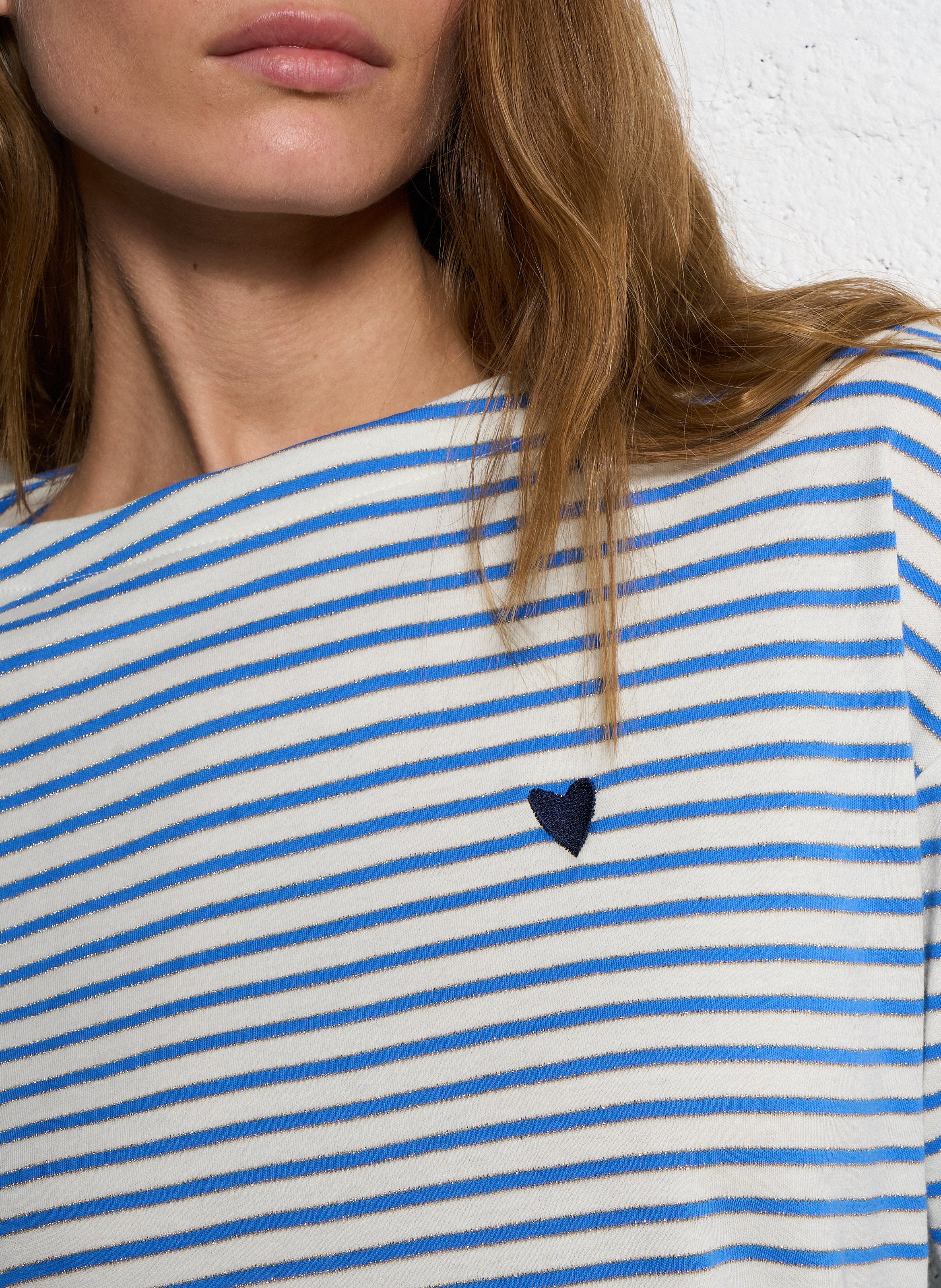 Striped top in blended cotton I CODE Blue