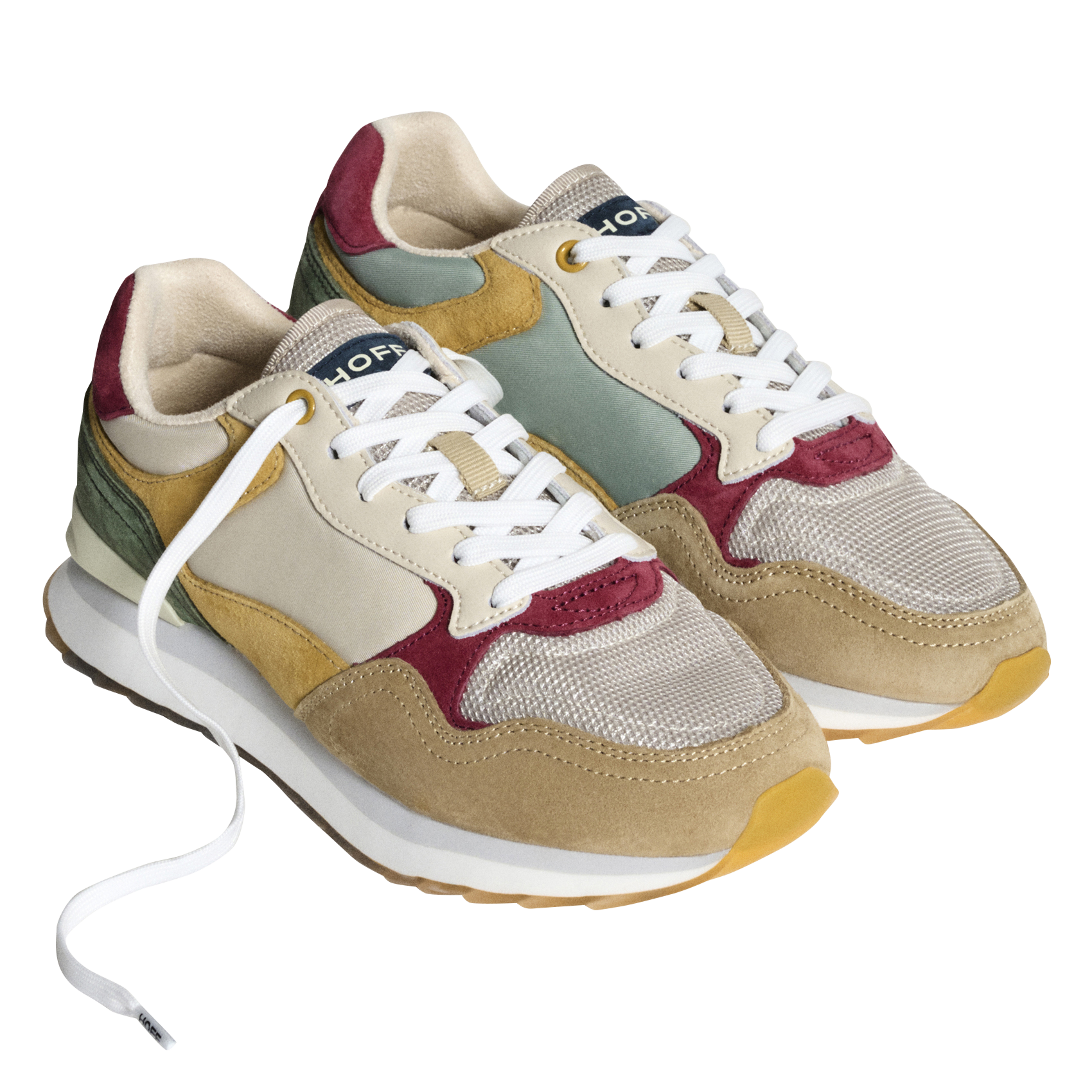 Baskets basses à lacets en cuir mélangé HOFF Jaune