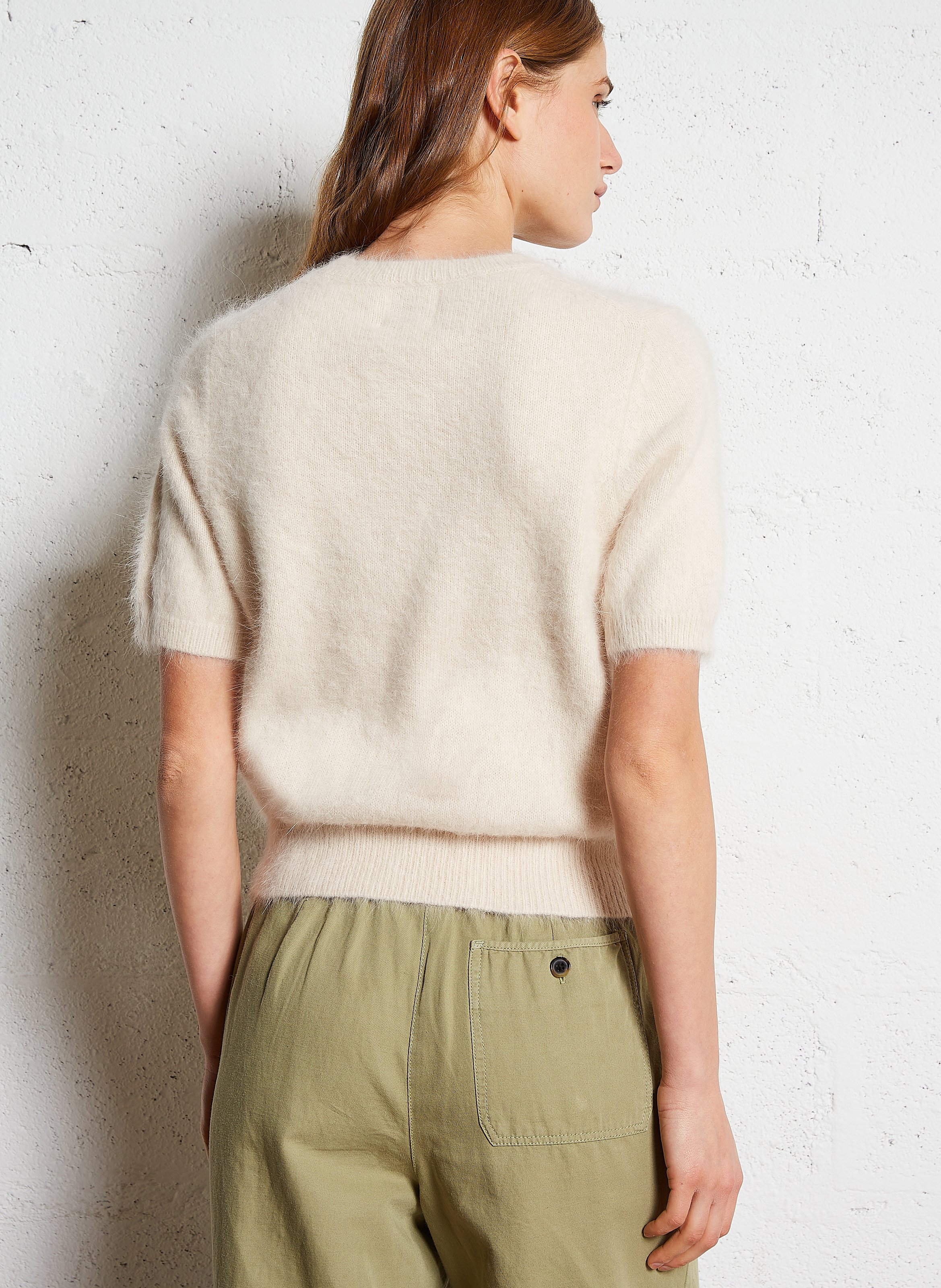 Pull manches courtes en laine mélangée BELLEROSE Beige