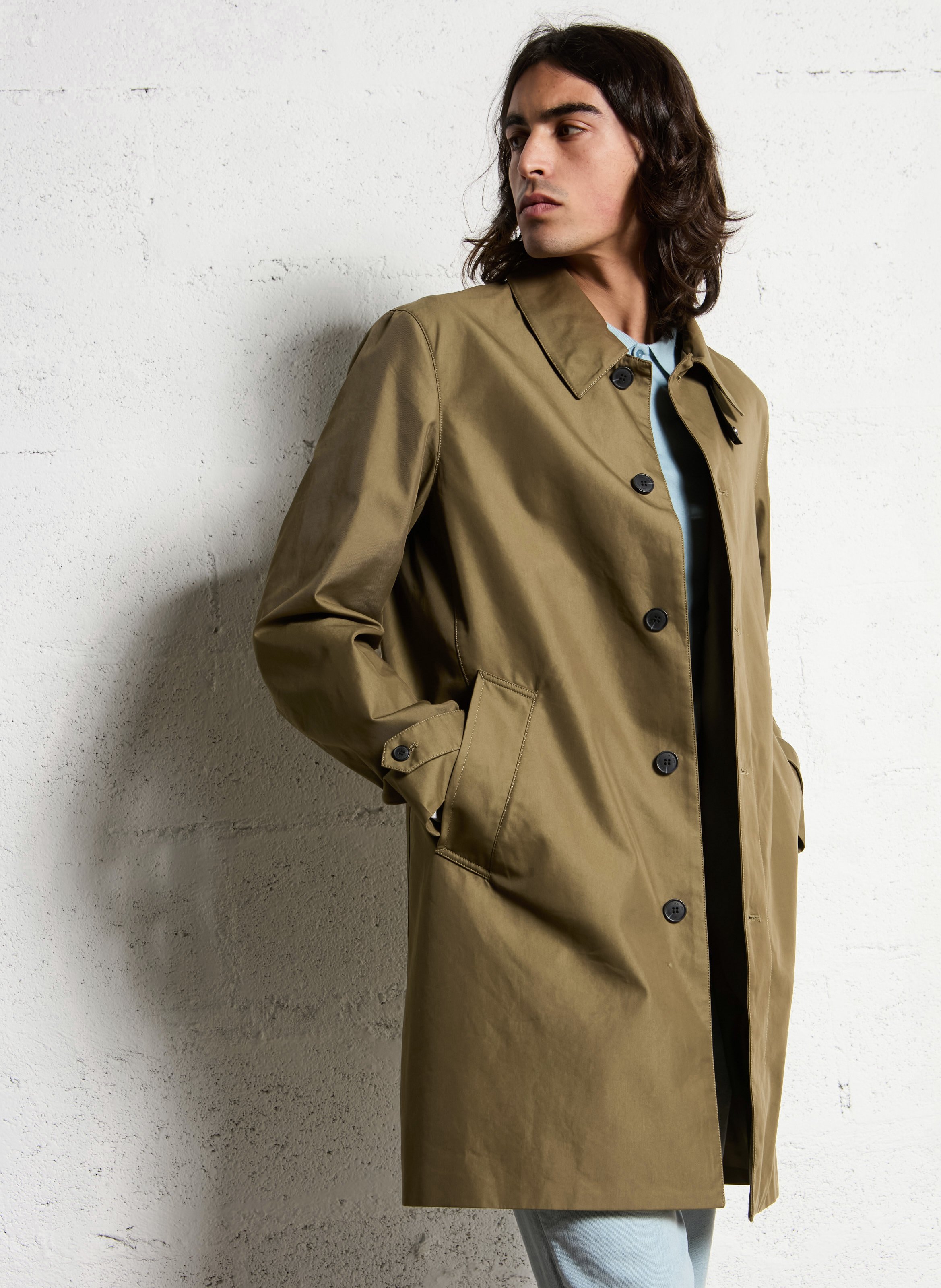 Zweifarbigem Trenchcoat aus Baumwollmischung IKKS Khaki