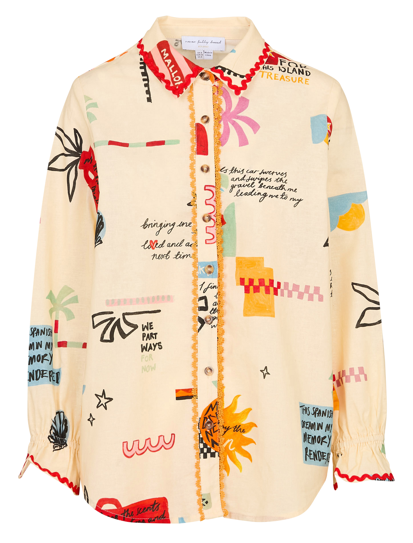 Cotton and linen shirt with classic collar NEVER FULLY DRESSED Multicolored