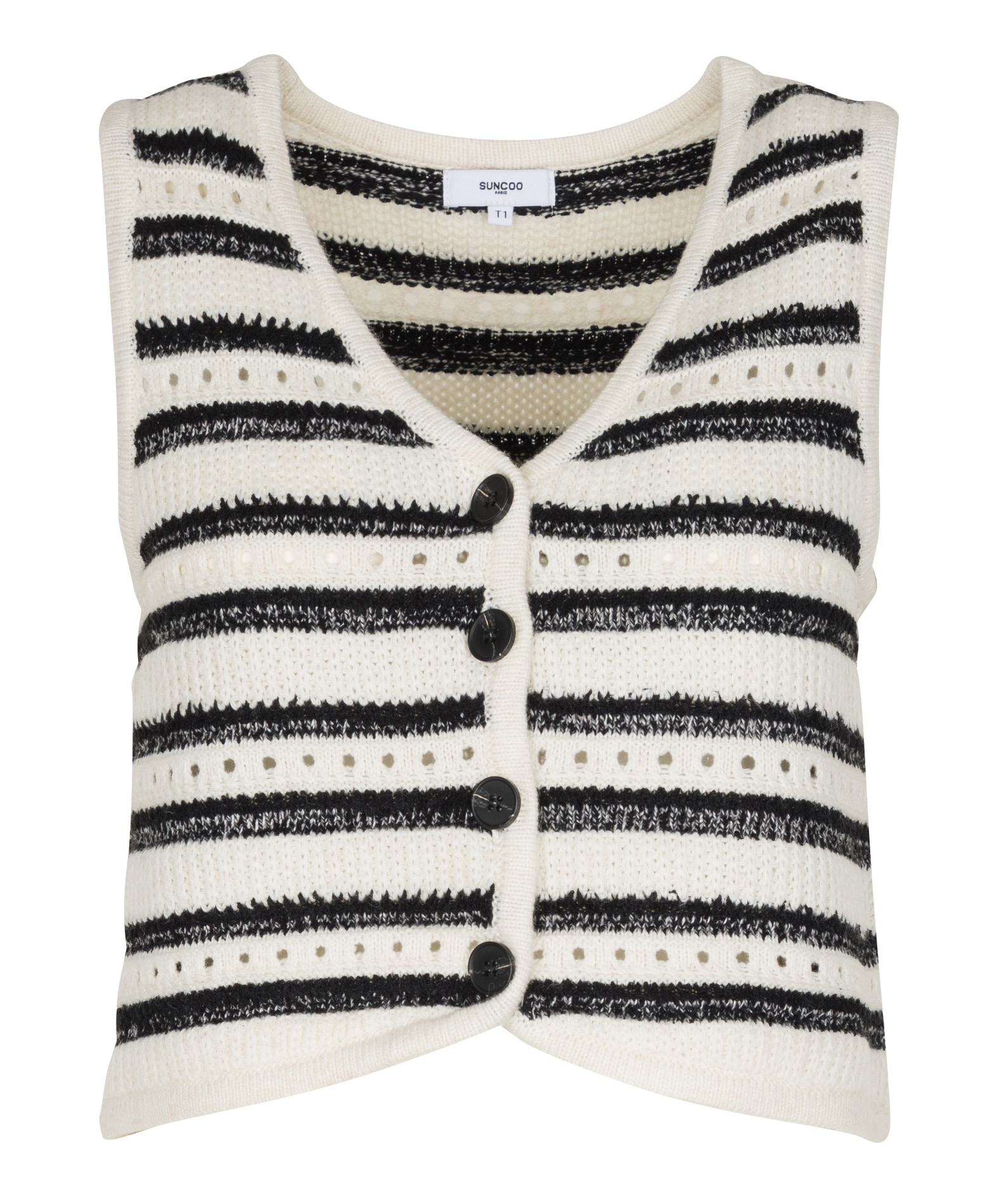 Gilet droit en maille tricotée SUNCOO Blanc