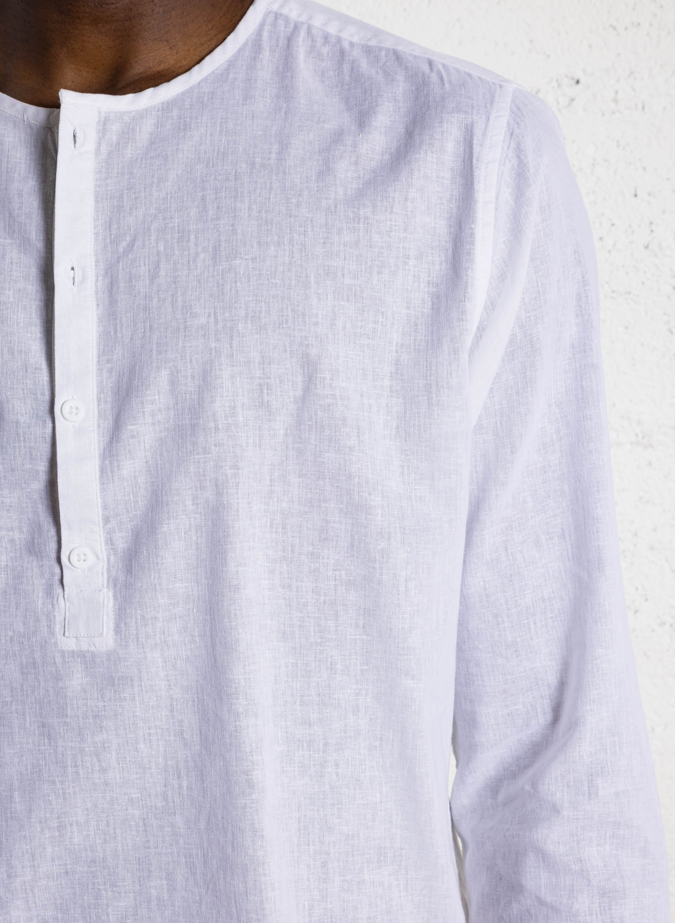 Chemise col rond en lin mélangé LE TEMPS DES CERISES Blanc