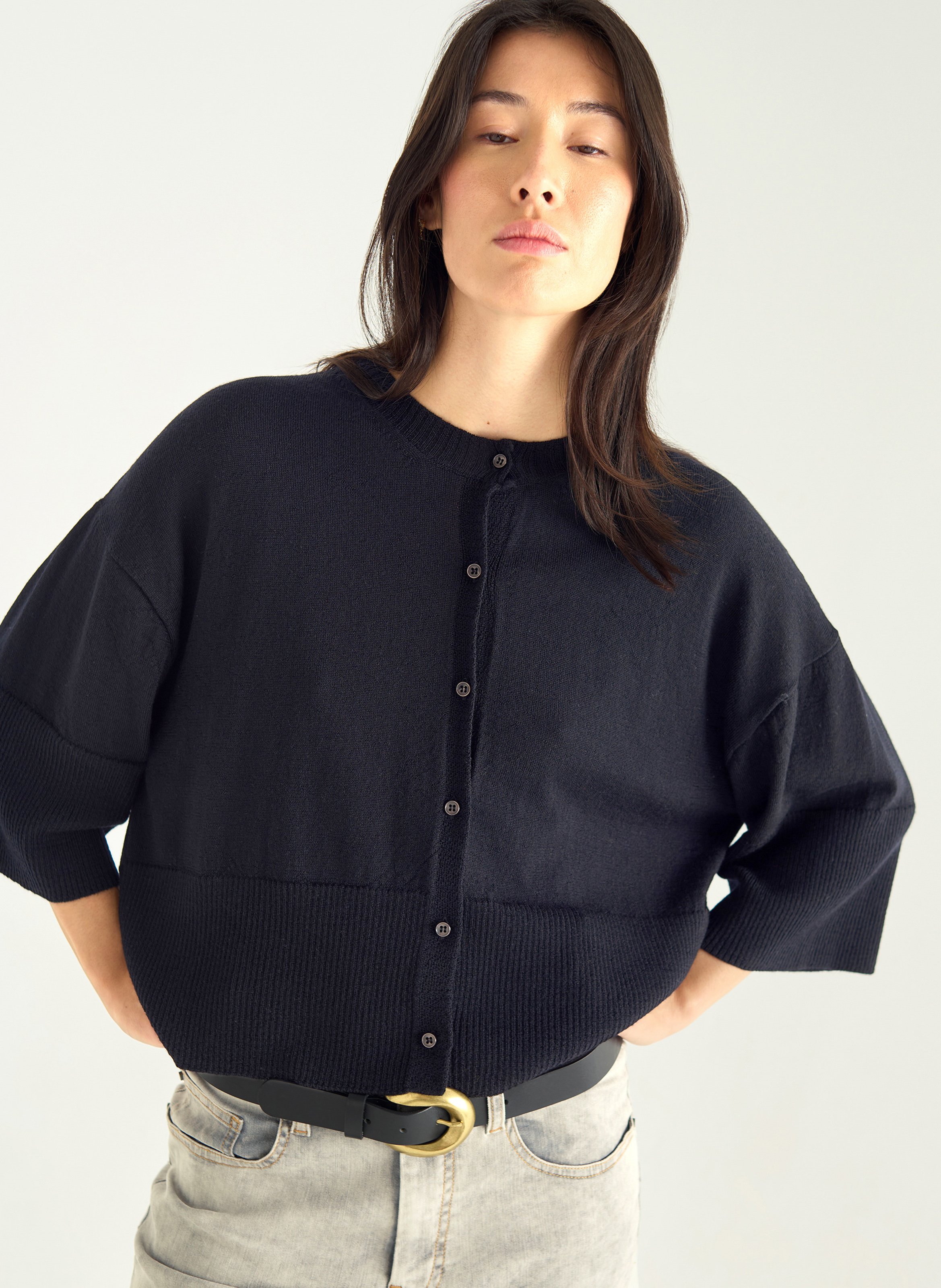 Strickjacke aus Wolle mit Rundhalsausschnitt ACOTE