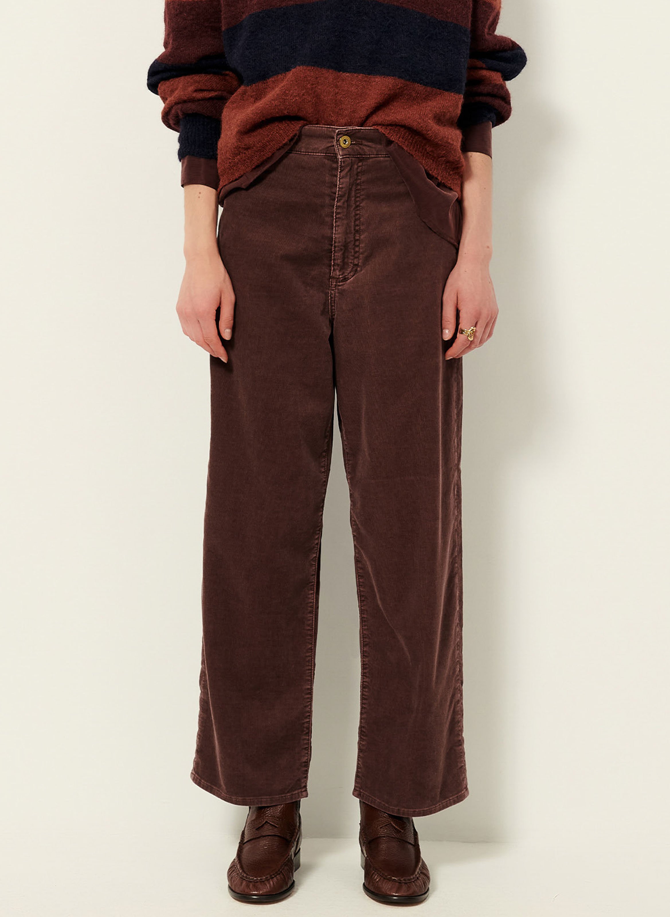 High-waisted straight-leg trousers in blended organic cotton SESSUN