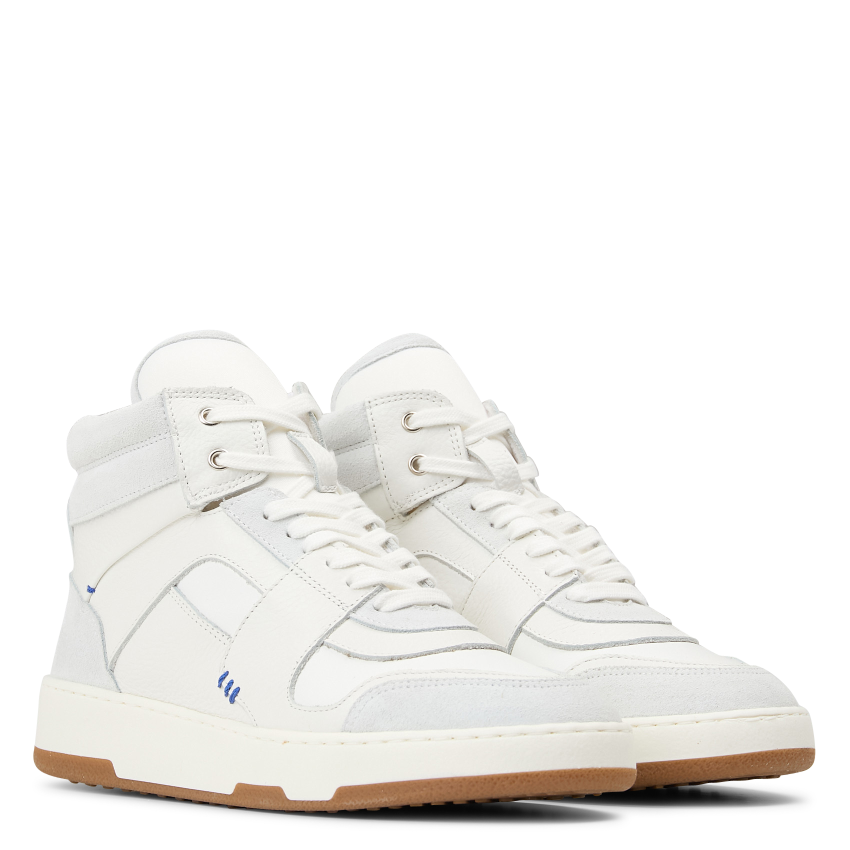 High-top mixed leather sneakers ACOTE White