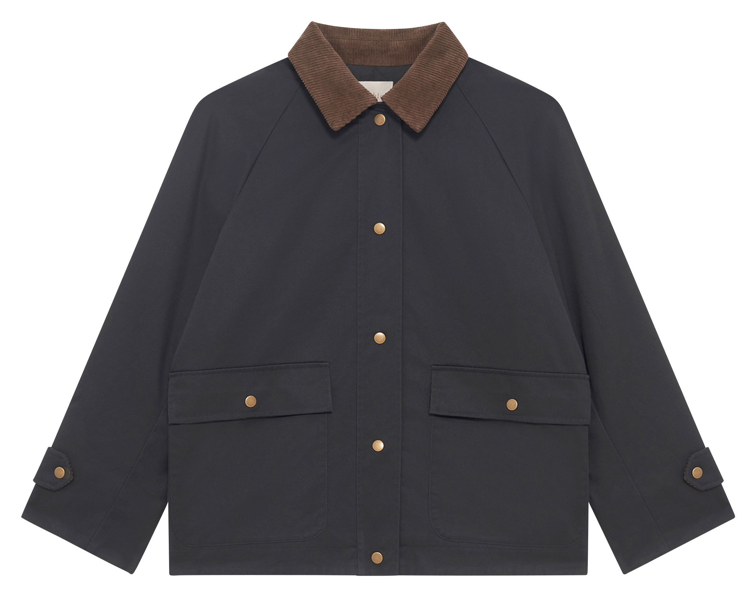 Korte parka met geribbelde fluwelen kraag PABLO Blauw