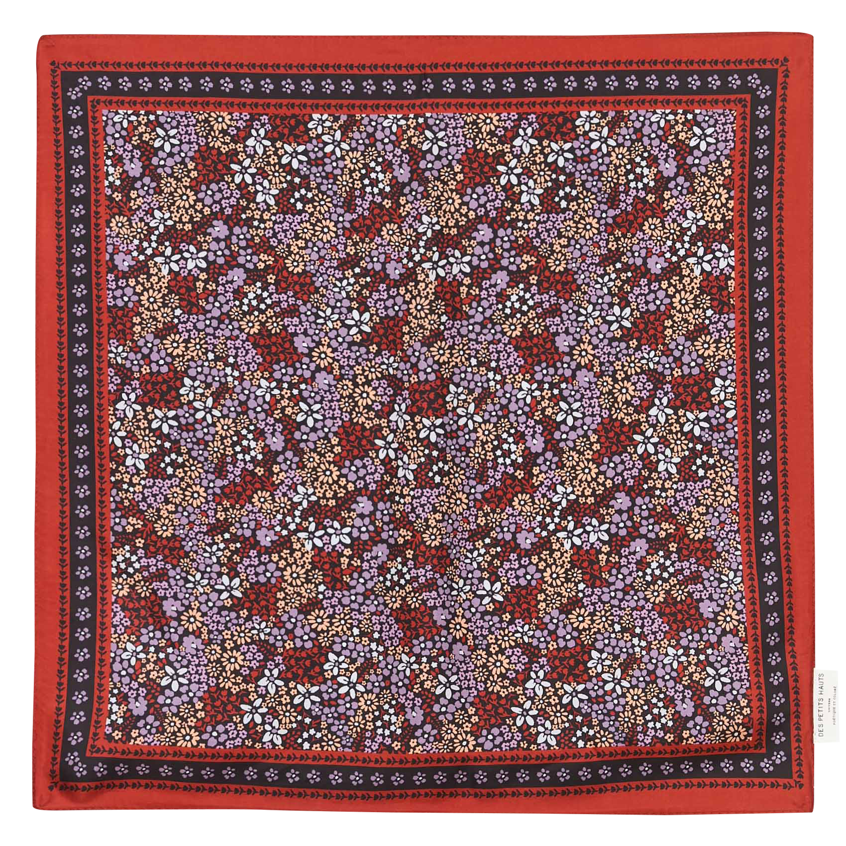 Aclaudie screen-printed silk scarf DES PETITS HAUTS Multicolored