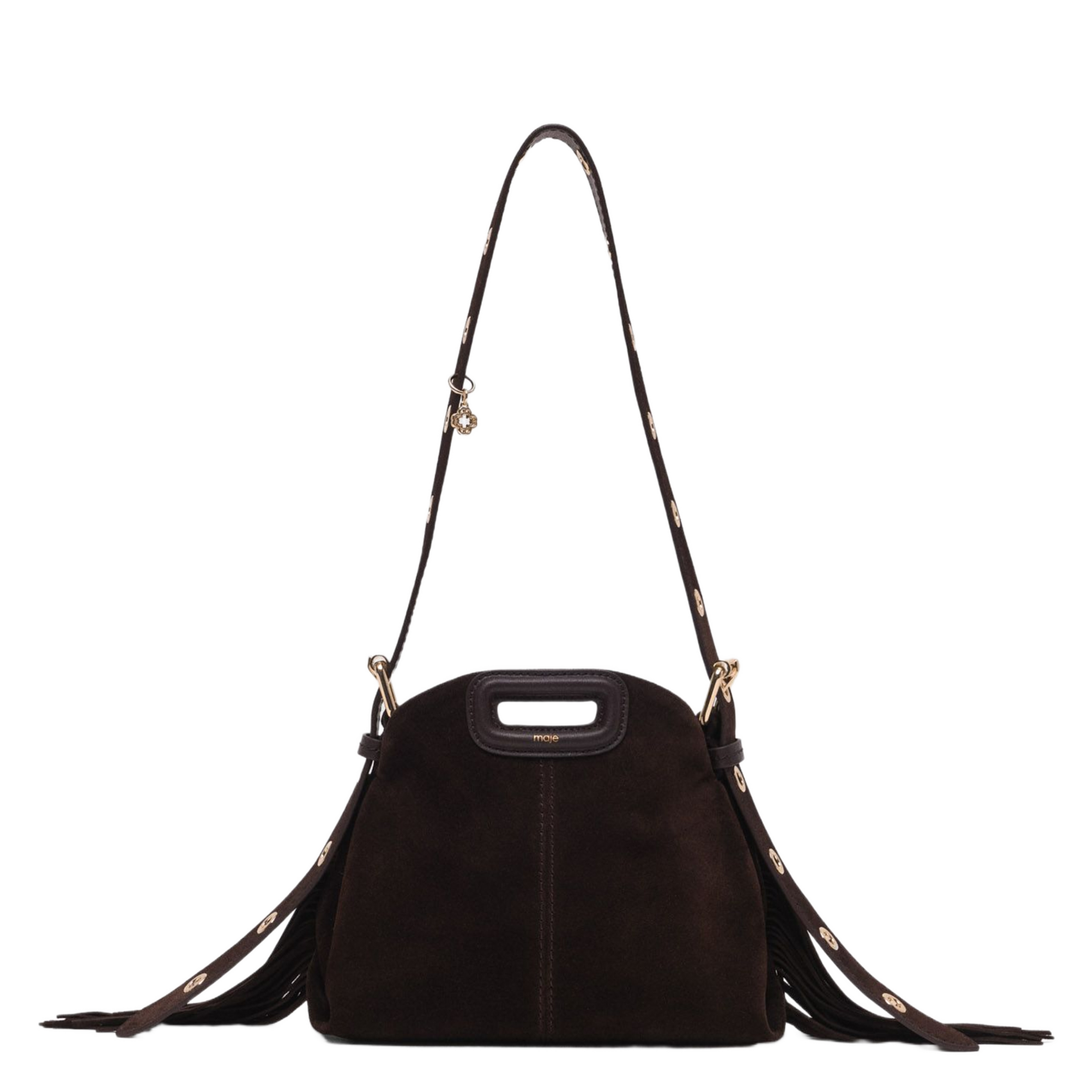 Schoudertas van suède leer MAJE Bruin