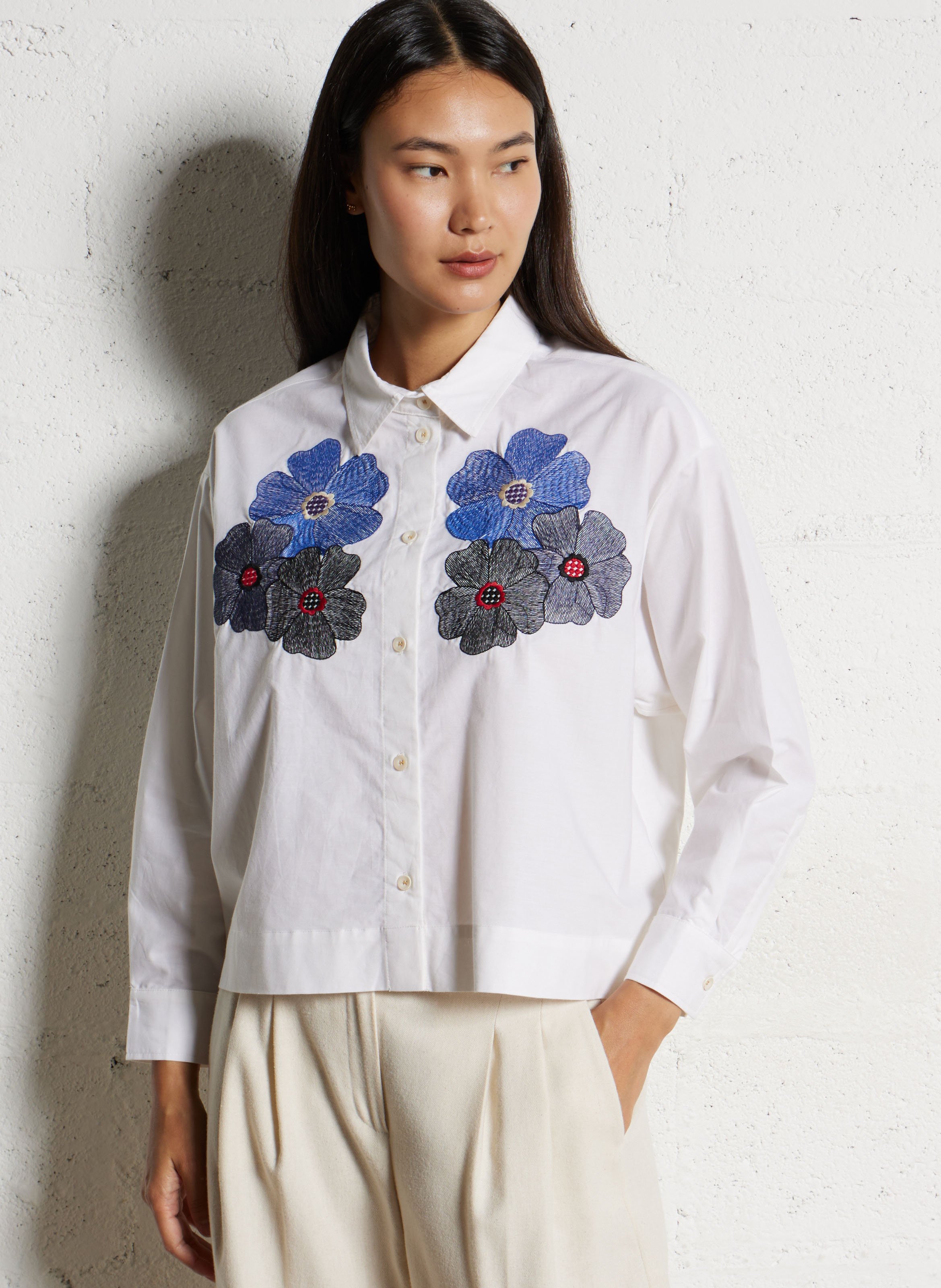 Chemise oversize col classique en coton TINSELS Blanc