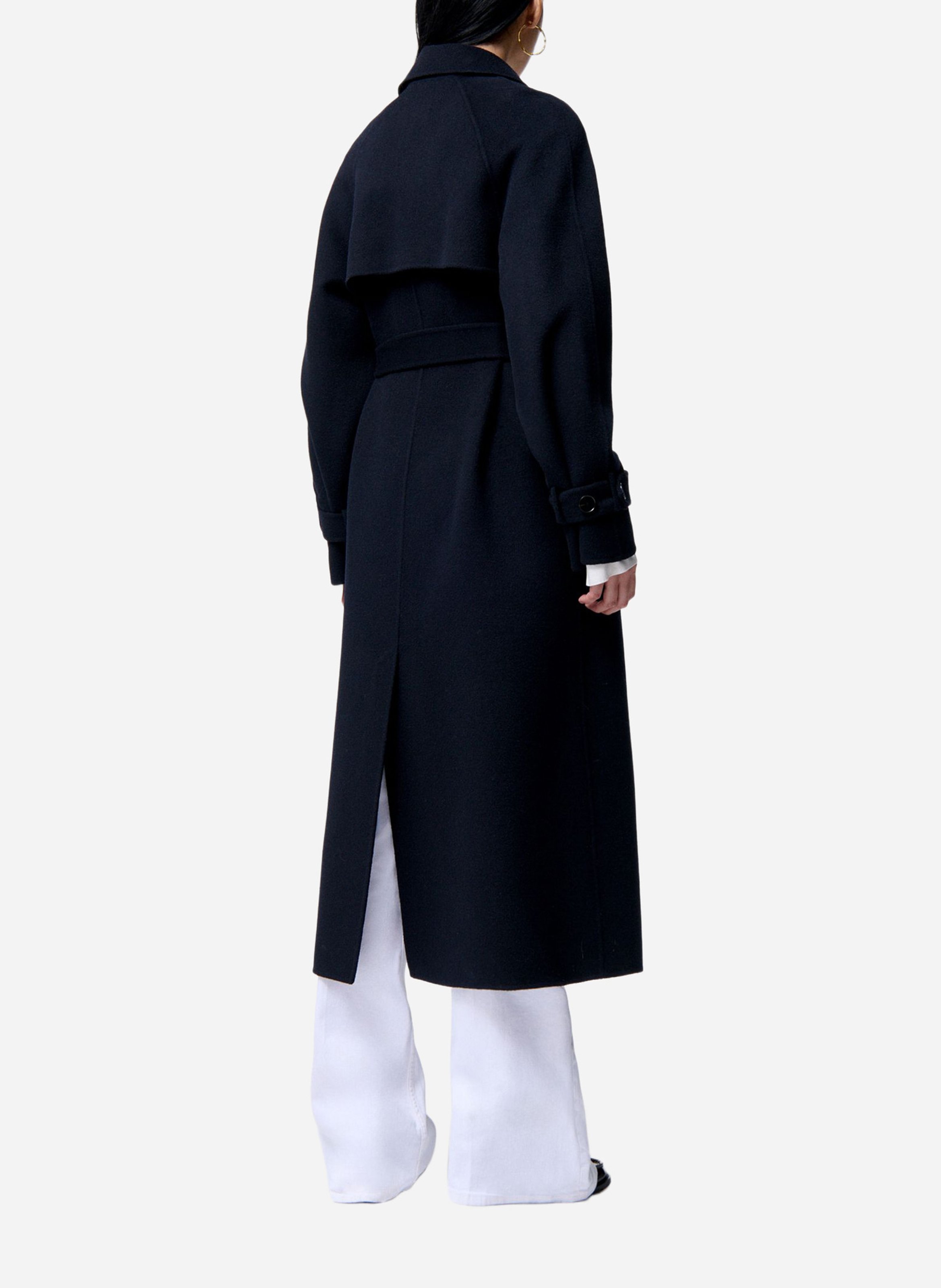 Effen, rechte, wollen jas met lange mouw VANESSA BRUNO Blauw