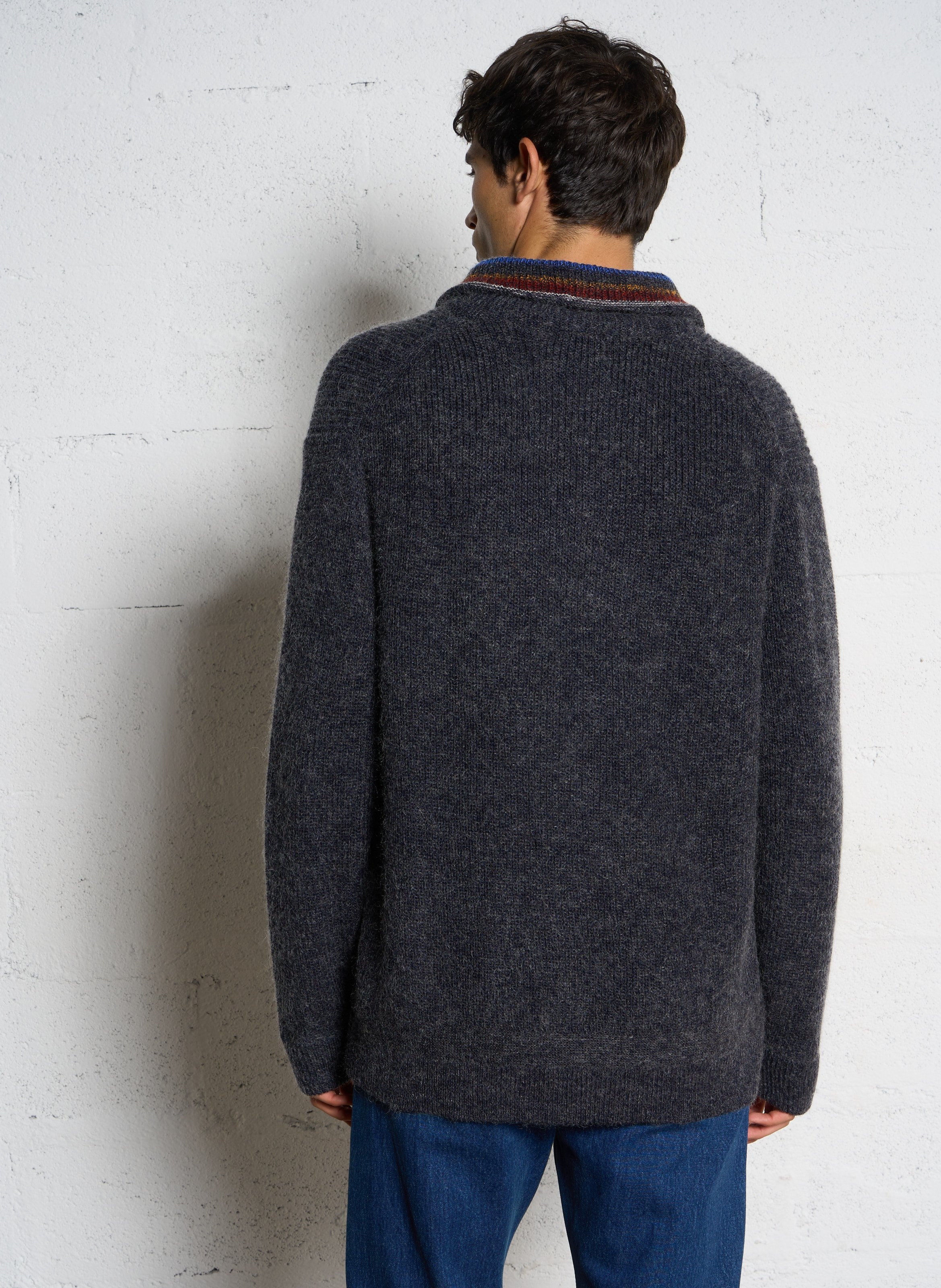 Fluffy high-neck zip-up sweater PAUL SMITH Black
