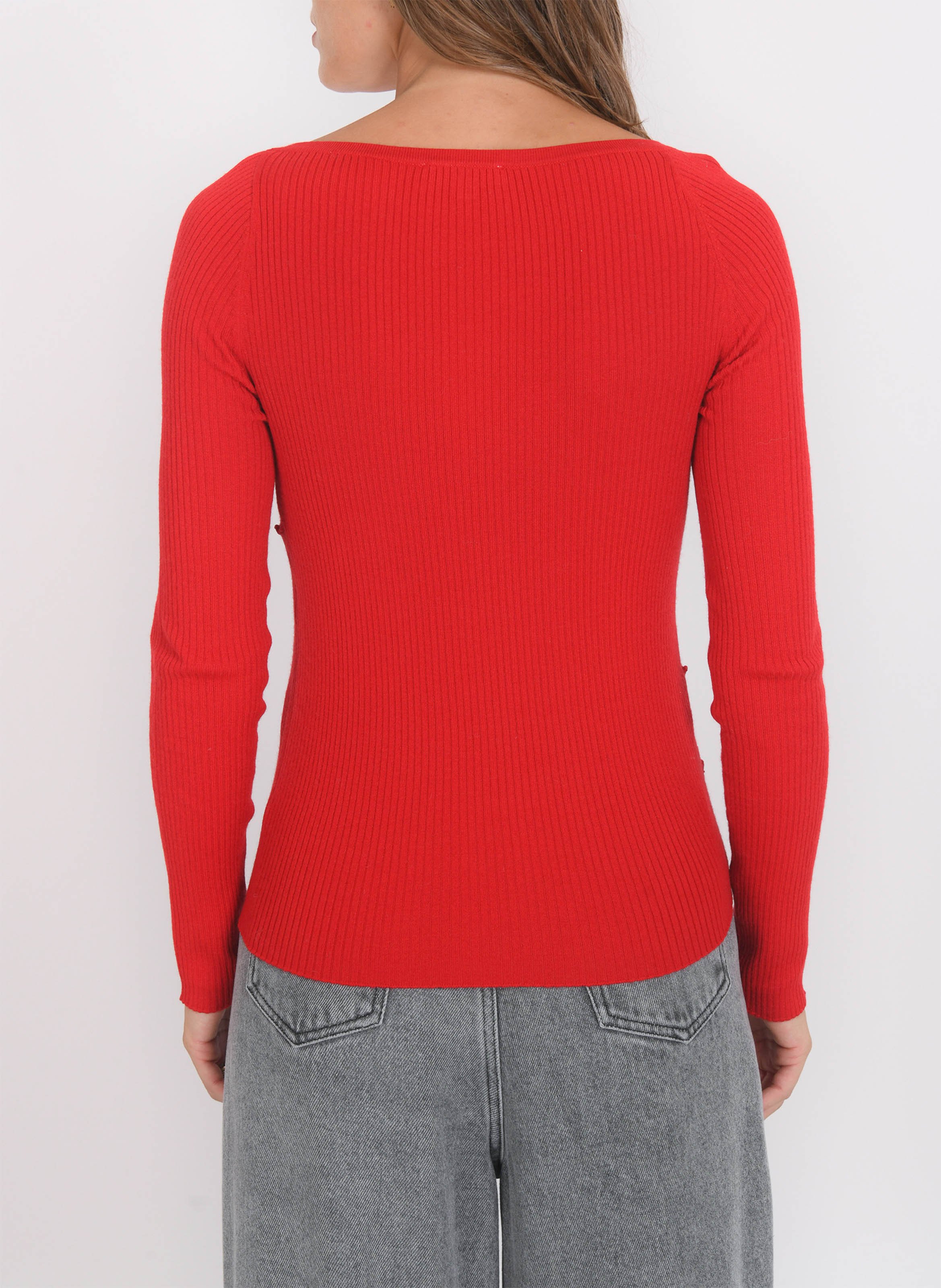 Pullover mit asymmetrischem Kragen KOOKAI Rot