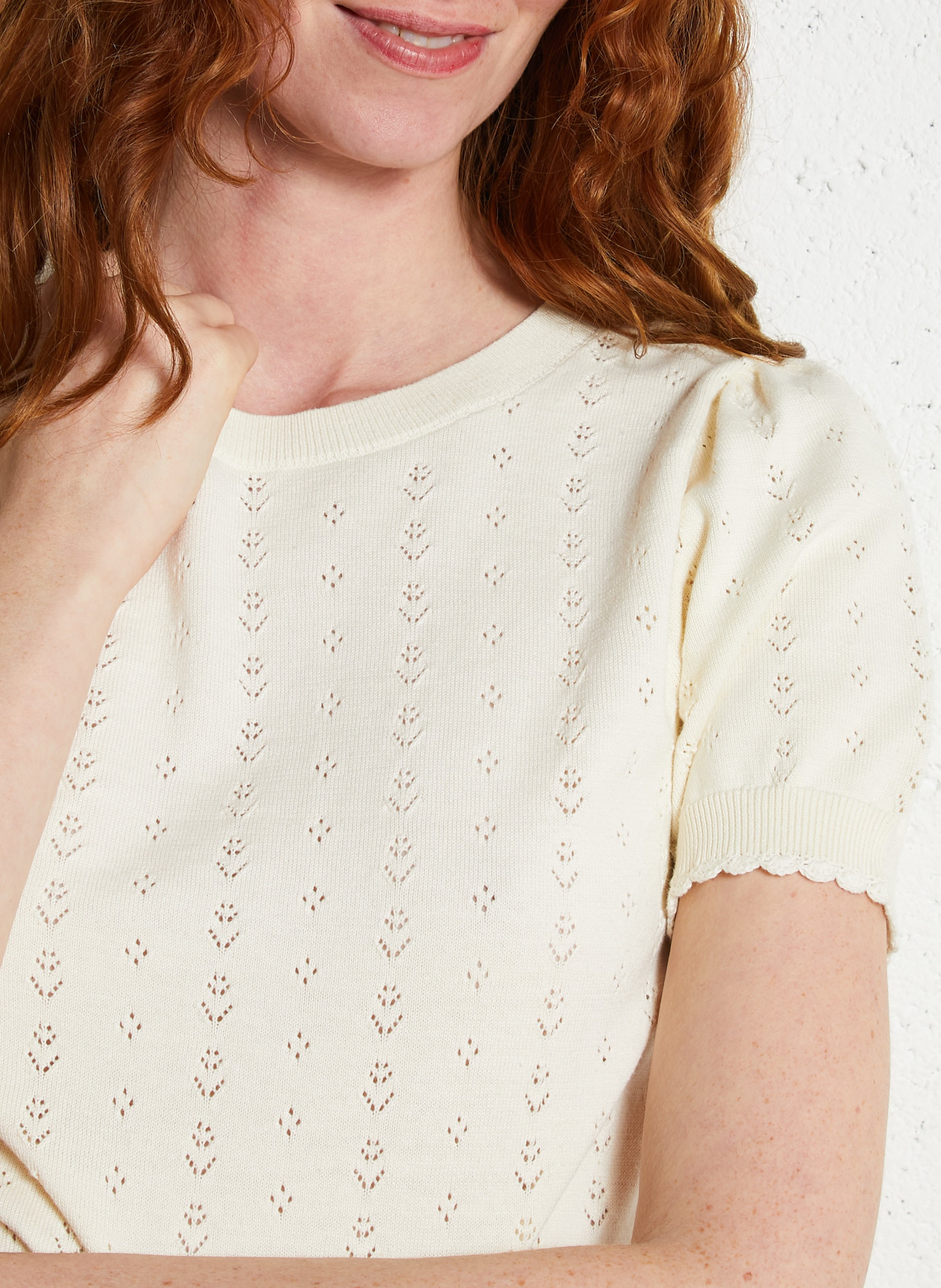 Pull col rond en coton mélangé EMILE ET IDA Beige