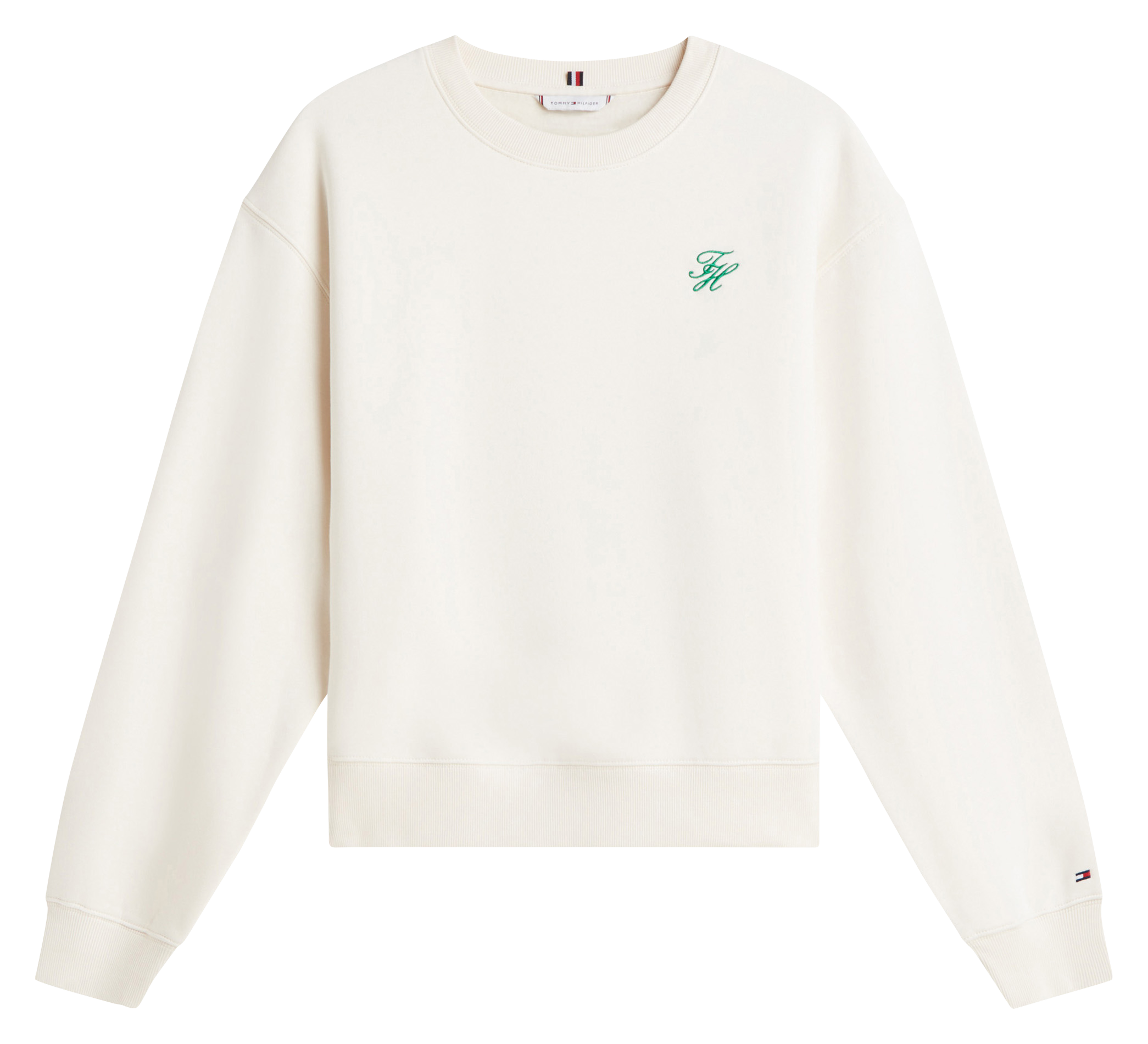 Sweat droit col rond en coton mélangé TOMMY HILFIGER Beige