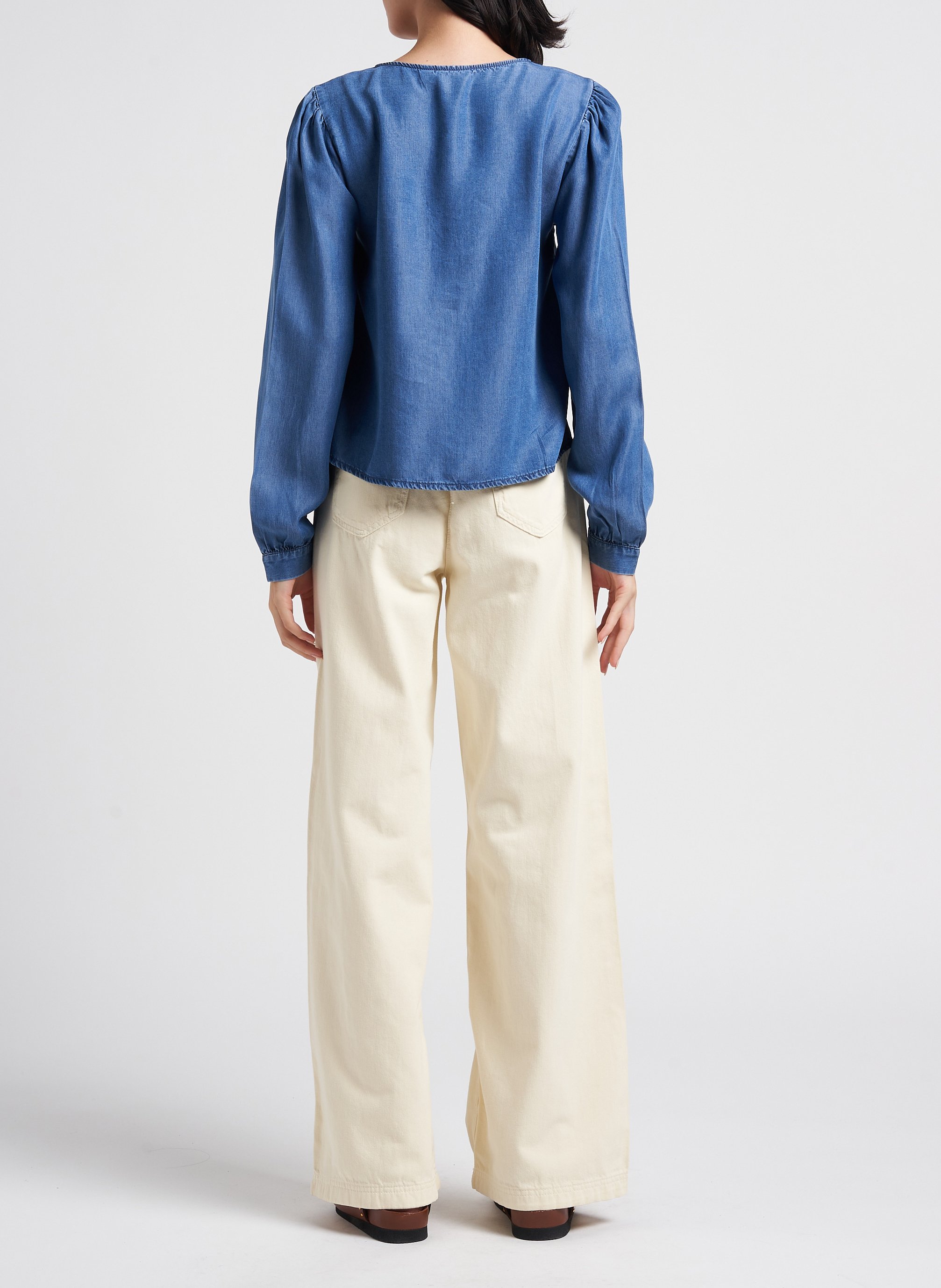 Fließendes Jeanshemd mit V-Ausschnitt VILA Blau