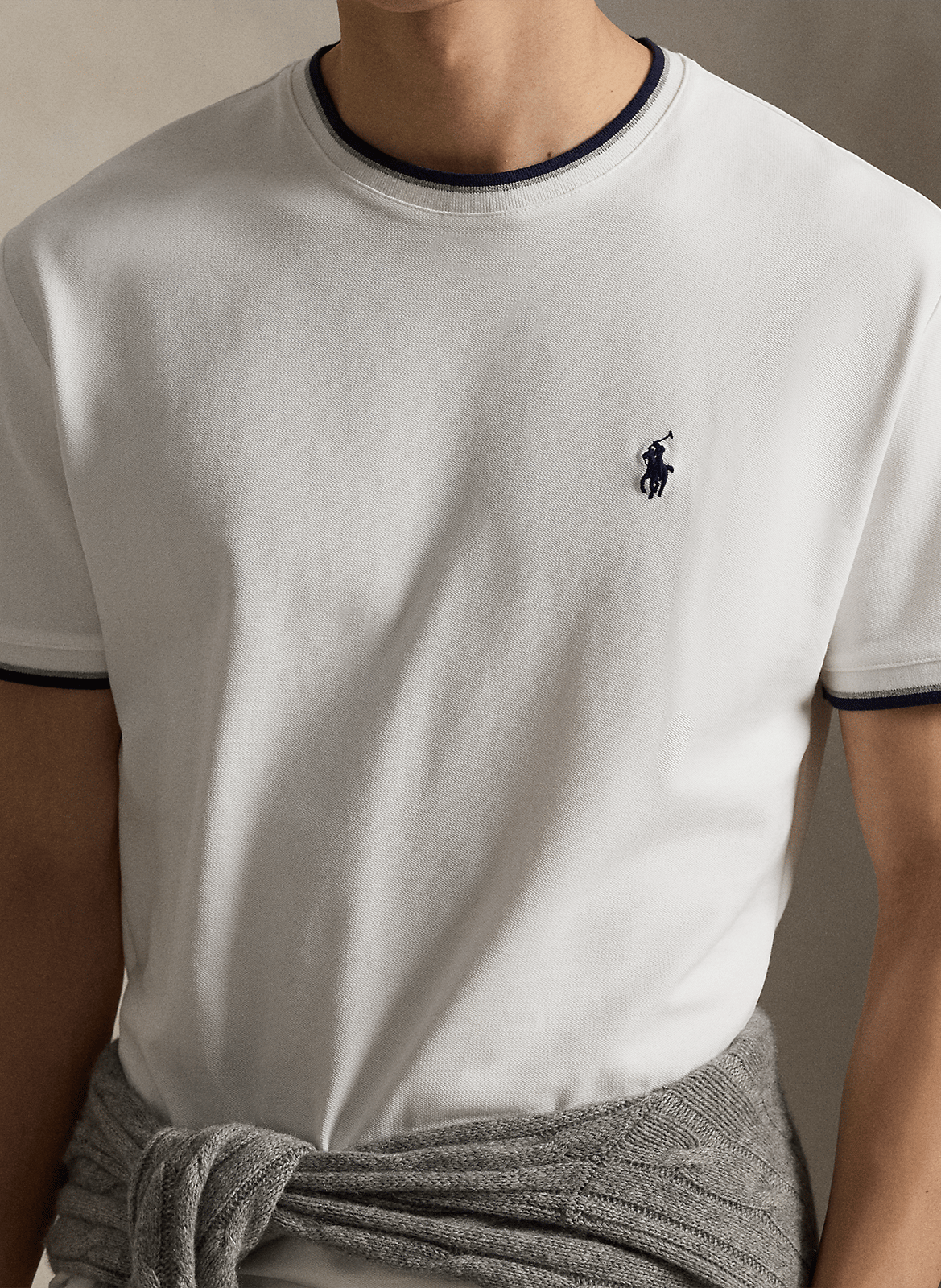 Camiseta de mezcla de algodón recta con cuello redondo POLO RALPH LAUREN Blanco