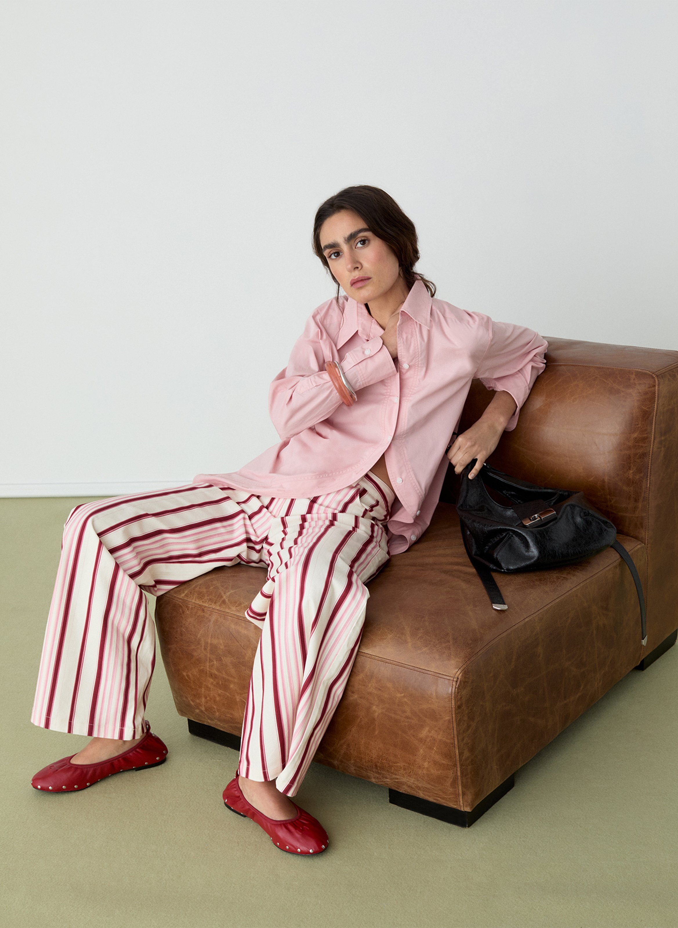 Straight striped cotton pants LAAGAM Pink