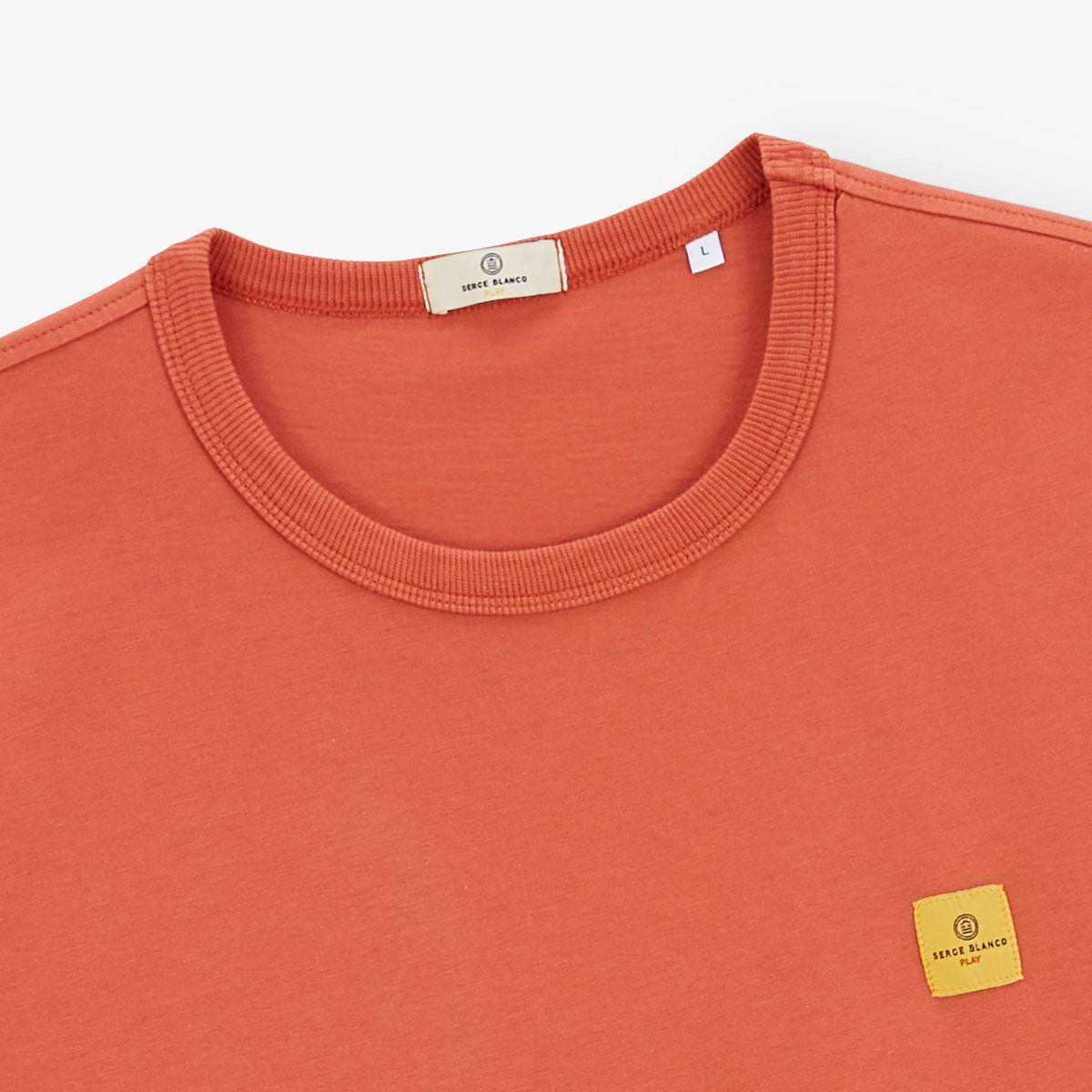 Round neck t-shirt in printed cotton jersey back SERGE BLANCO Orange