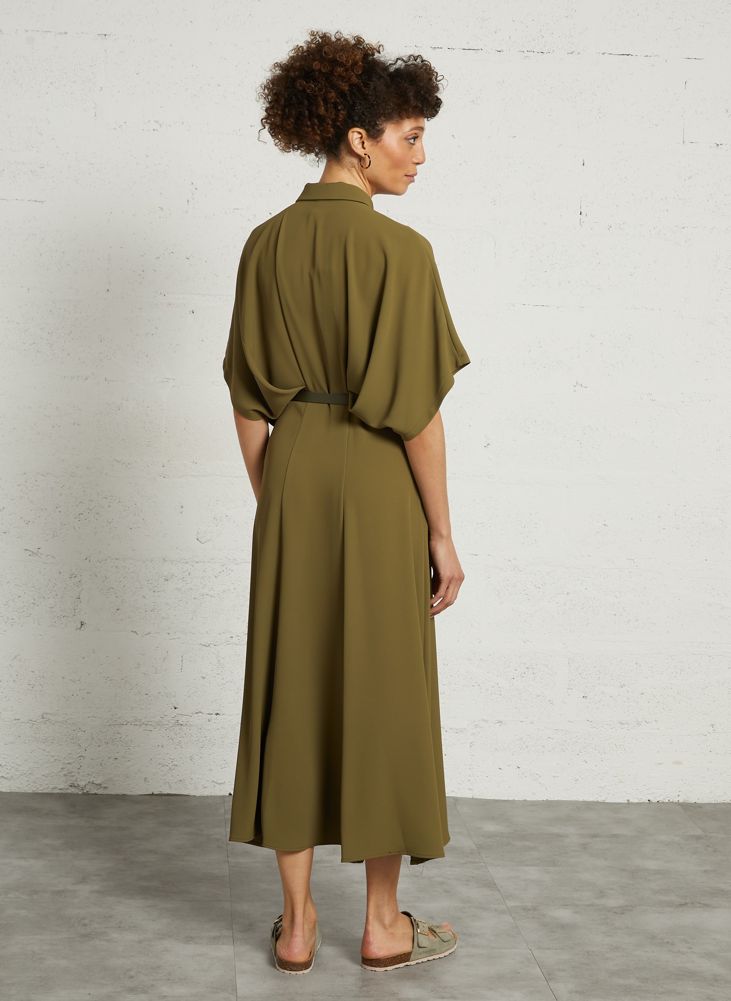 Long dress with classic collar IMPERIAL Green