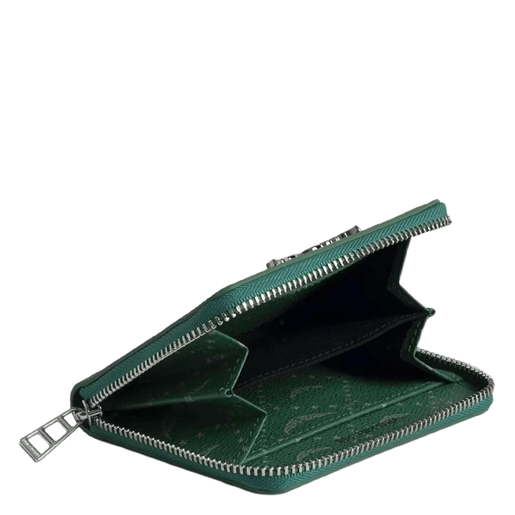 Glanzende, leren portemonnee met motief in reliëf ZADIG&VOLTAIRE Groen