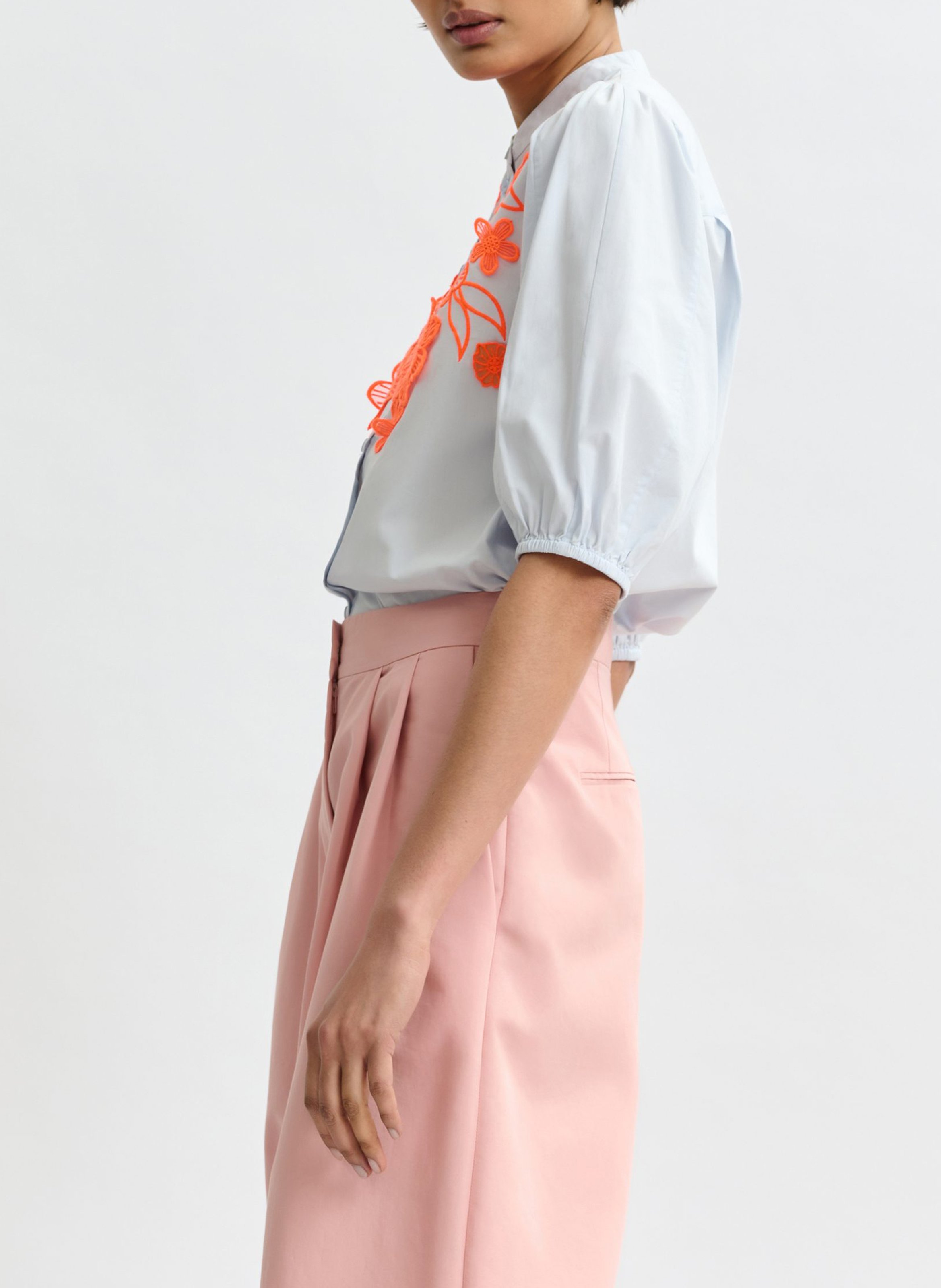 Baumwollbluse mit Rundhalsausschnitt ESSENTIEL ANTWERP Blau