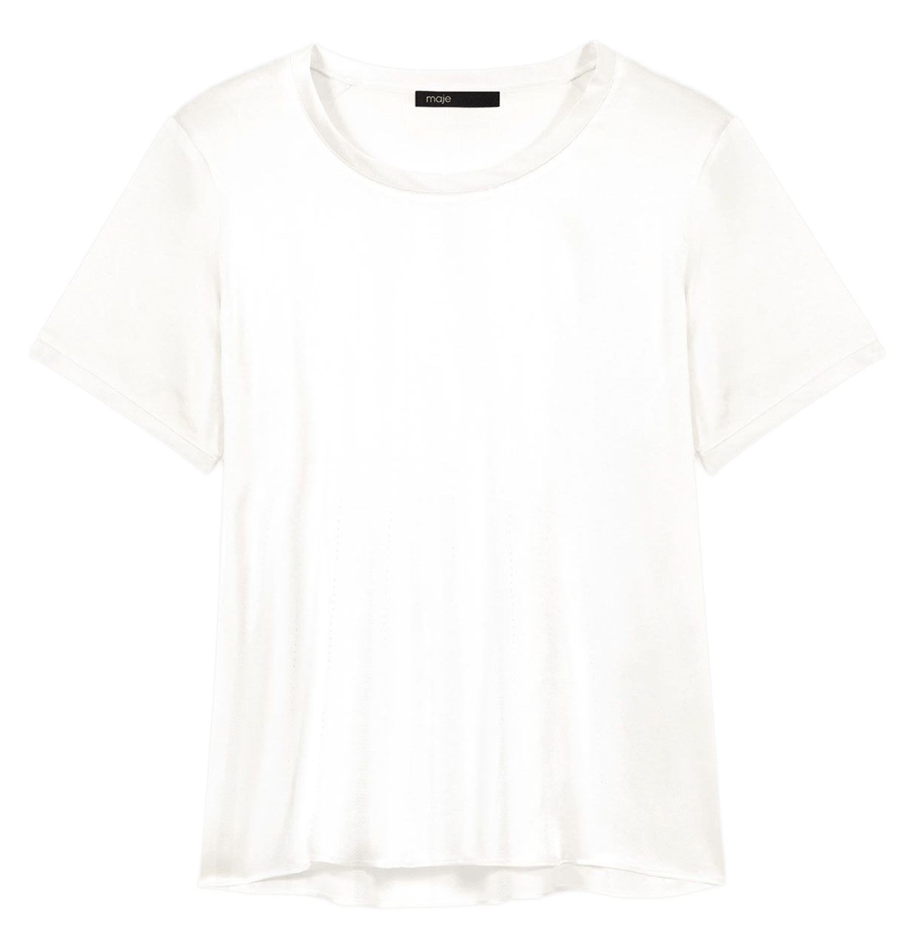 T-shirt droit col rond en soie mélangée MAJE Blanc