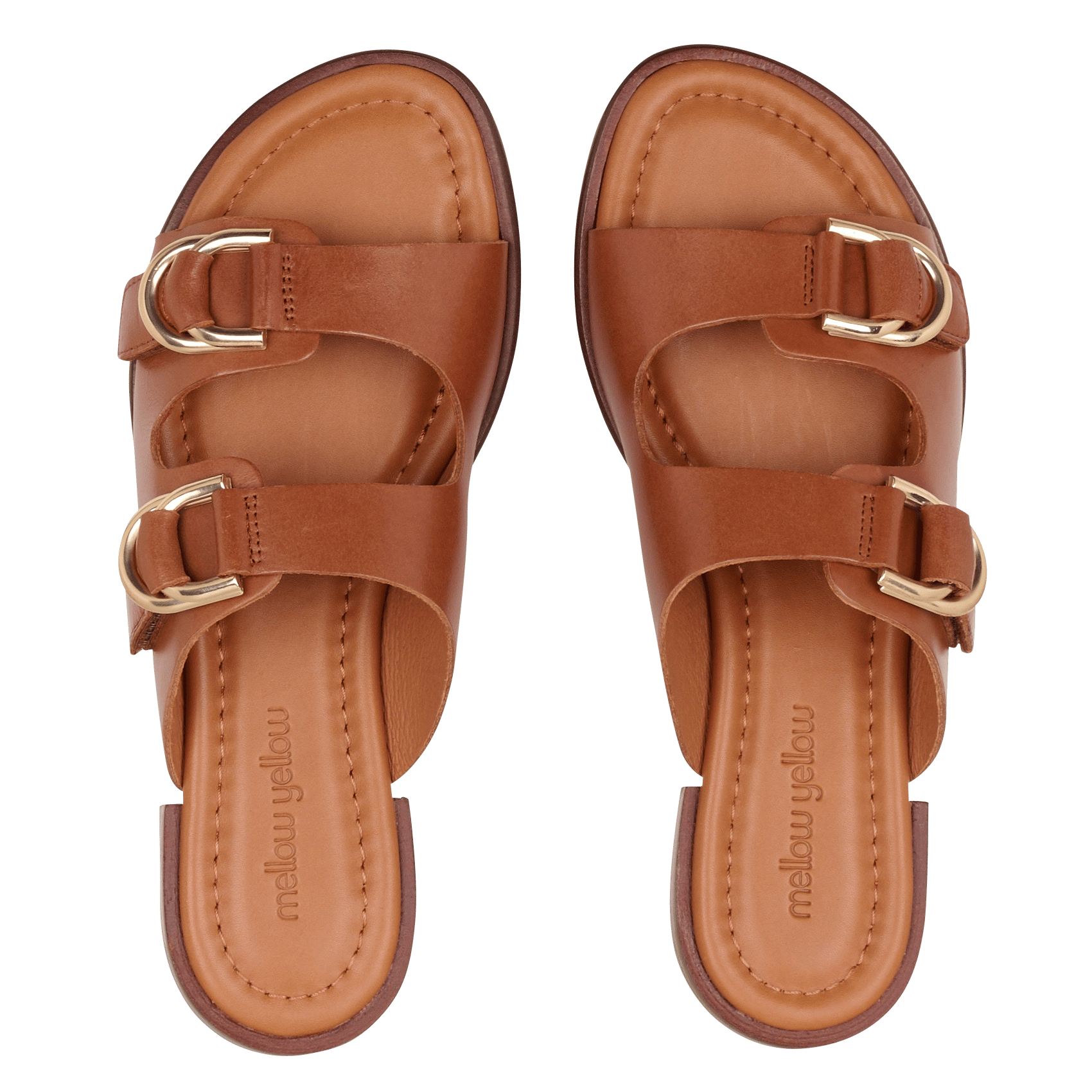 Aouda flat leather sandals Brown